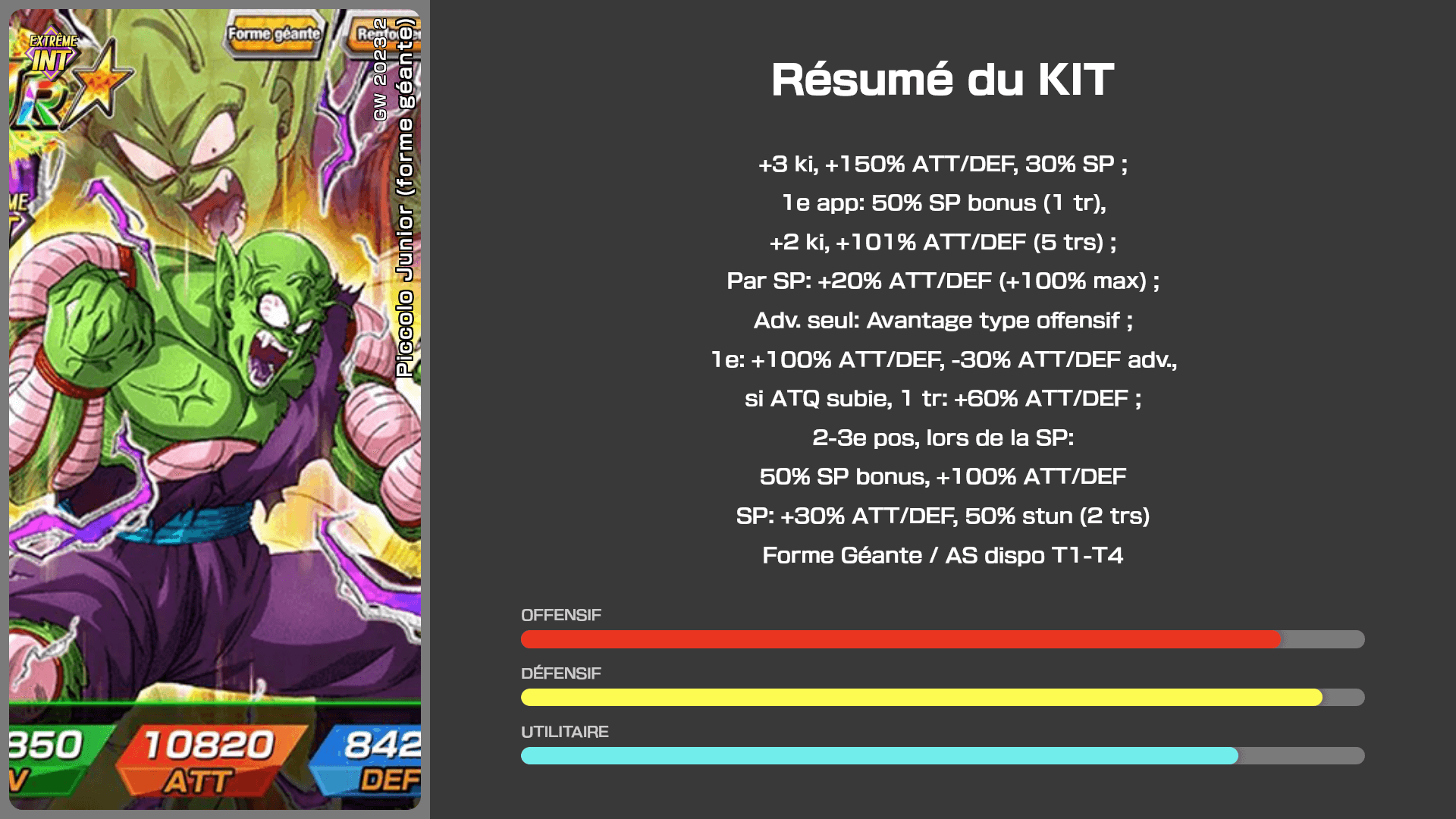 Fiche n°1Piccolo Junior (forme géante) : Match à mort pour la domination mondiale