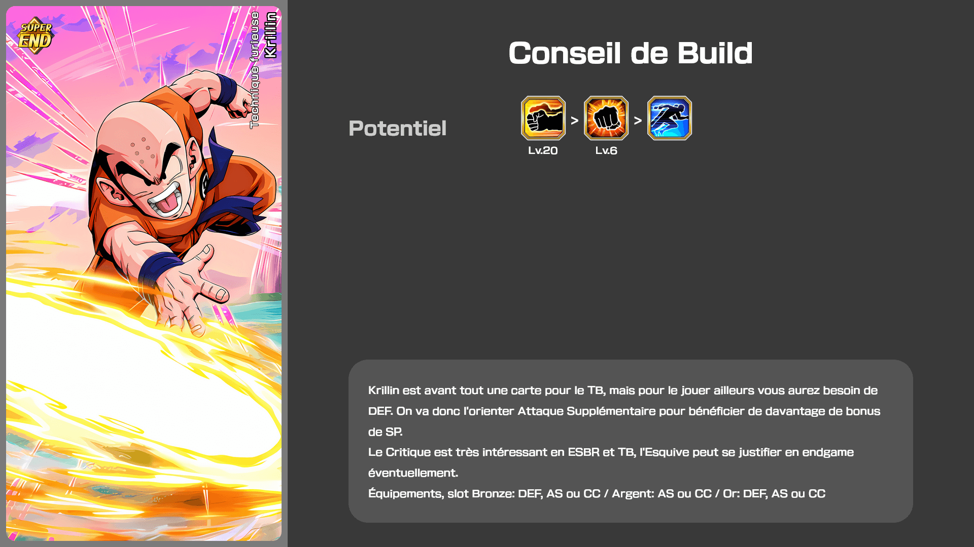 Fiche n°1Krillin : Technique furieuse