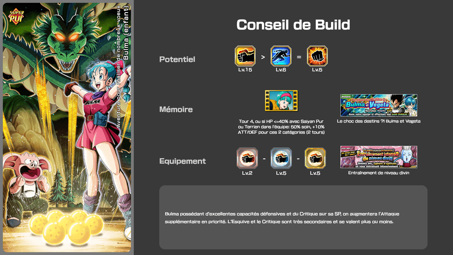 Fiche n°2Bulma (enfant) : Aventure pour réaliser de nombreux voeux