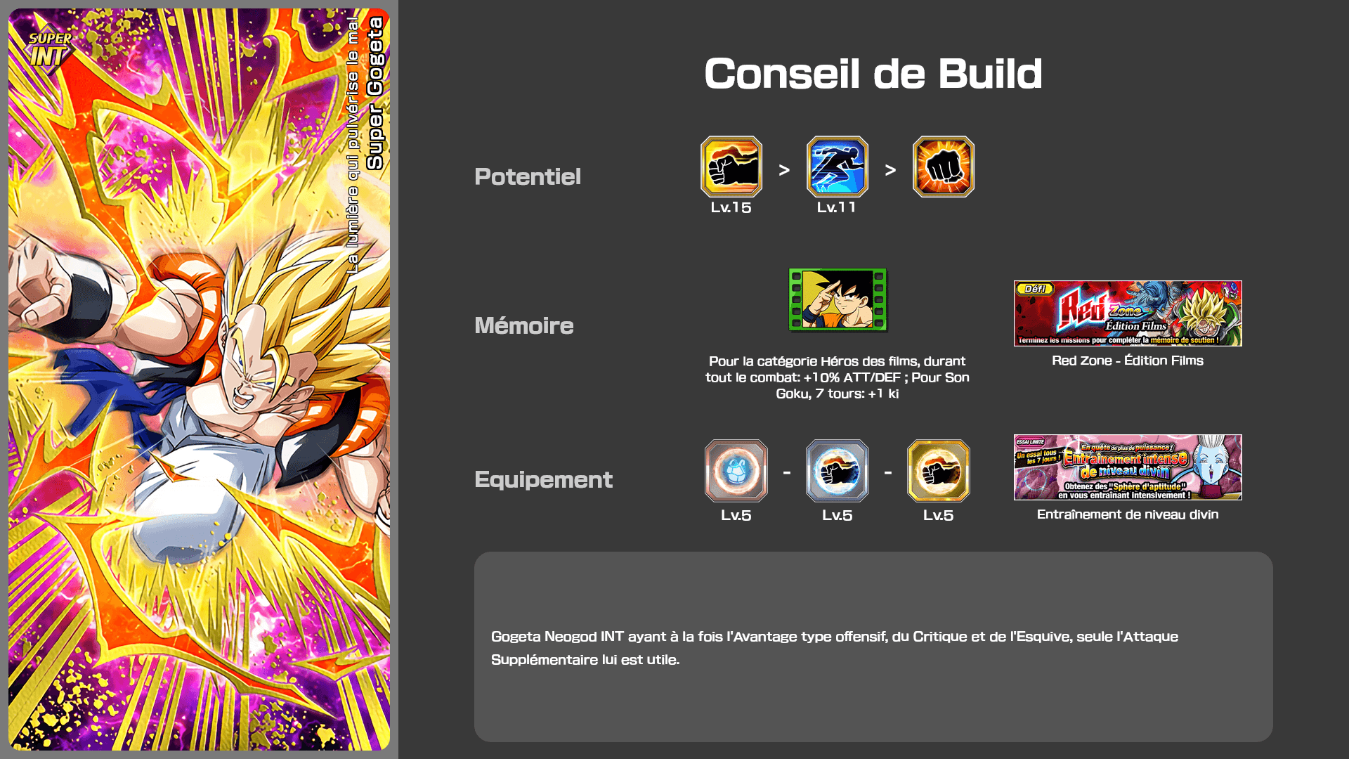 Fiche n°1Super Gogeta : La lumière qui pulvérise le mal