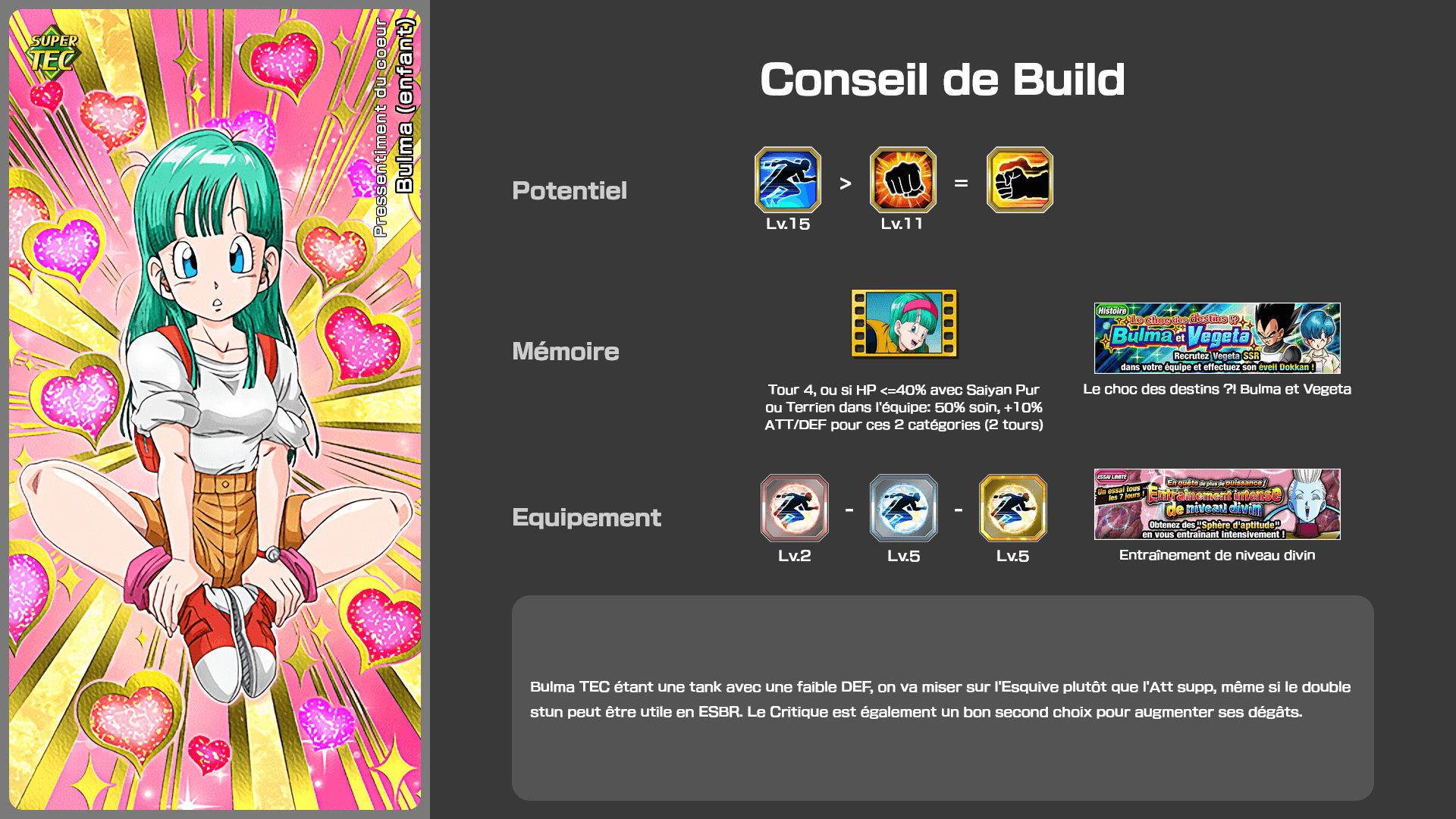 Fiche n°2Bulma (enfant) : Pressentiment du coeur