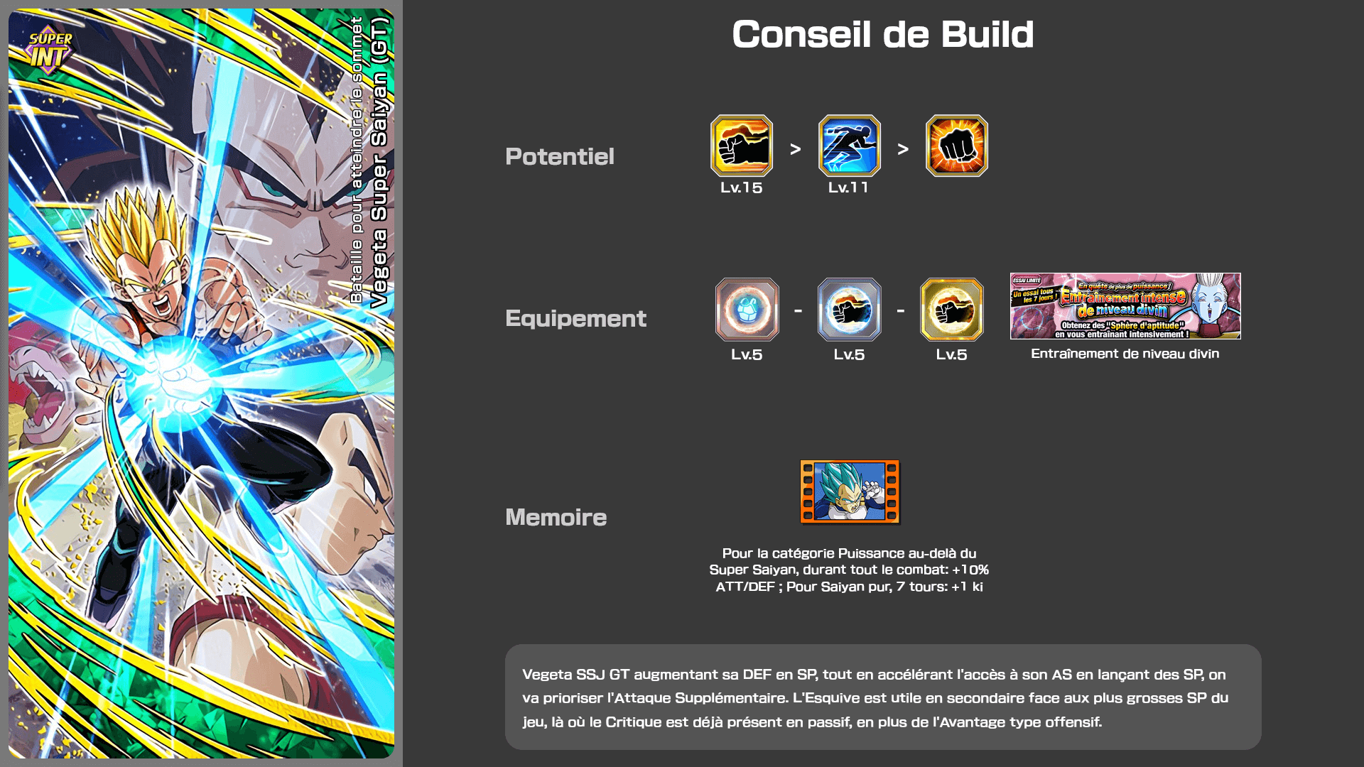 Fiche n°2Vegeta Super Saiyan (GT) : Bataille pour atteindre le sommet