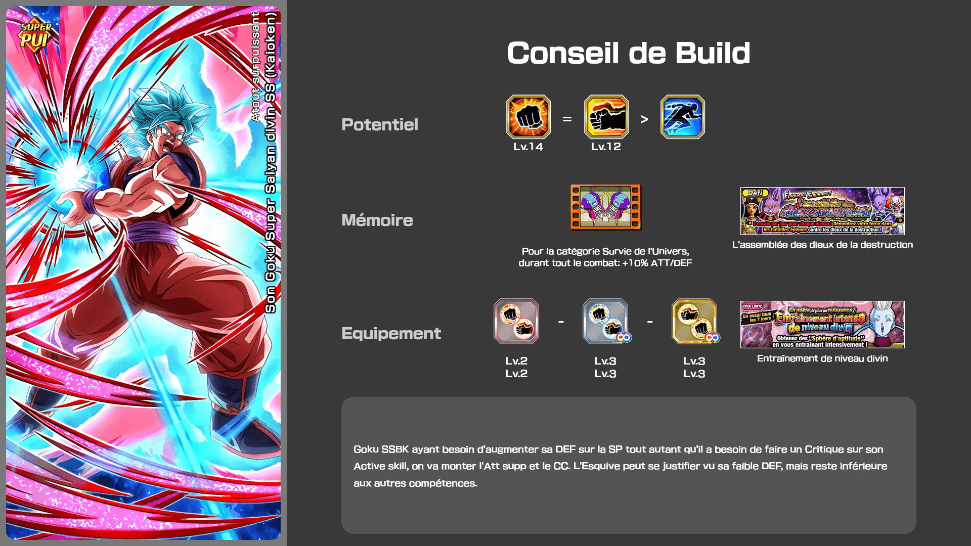 Fiche n°1Son Goku Super Saiyan divin SS (Kaioken) : Atout surpuissant