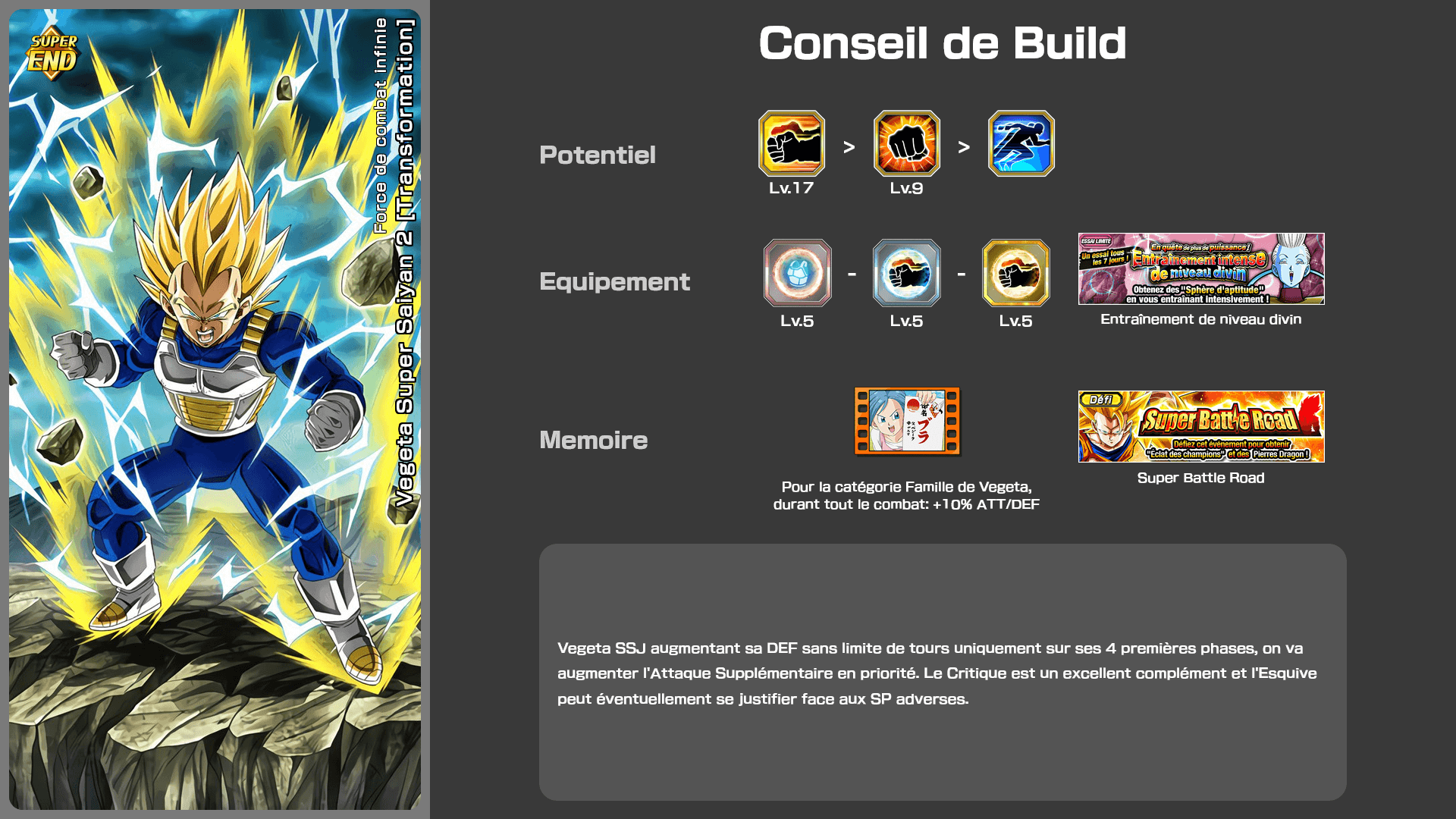 Fiche n°2Vegeta Super Saiyan 2 [Transformation] : Force de combat infinie