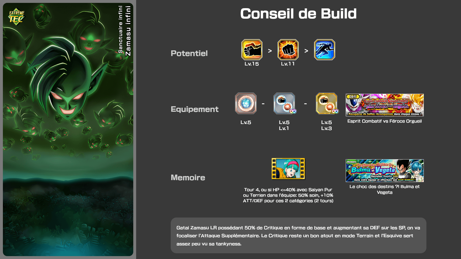 Fiche n°2Zamasu infini : Sanctuaire infini