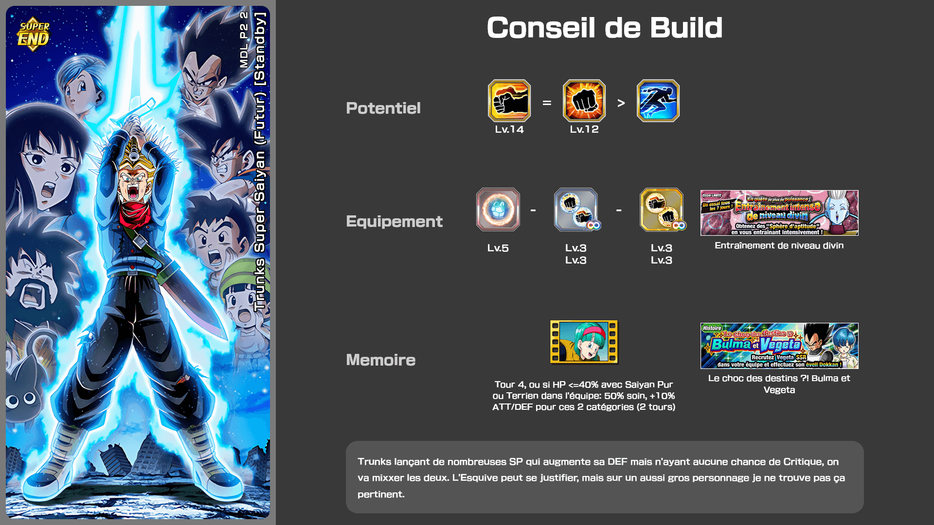 Fiche n°2Trunks Super Saiyan (Futur) [Standby] : L'espoir au bout du combat mortel