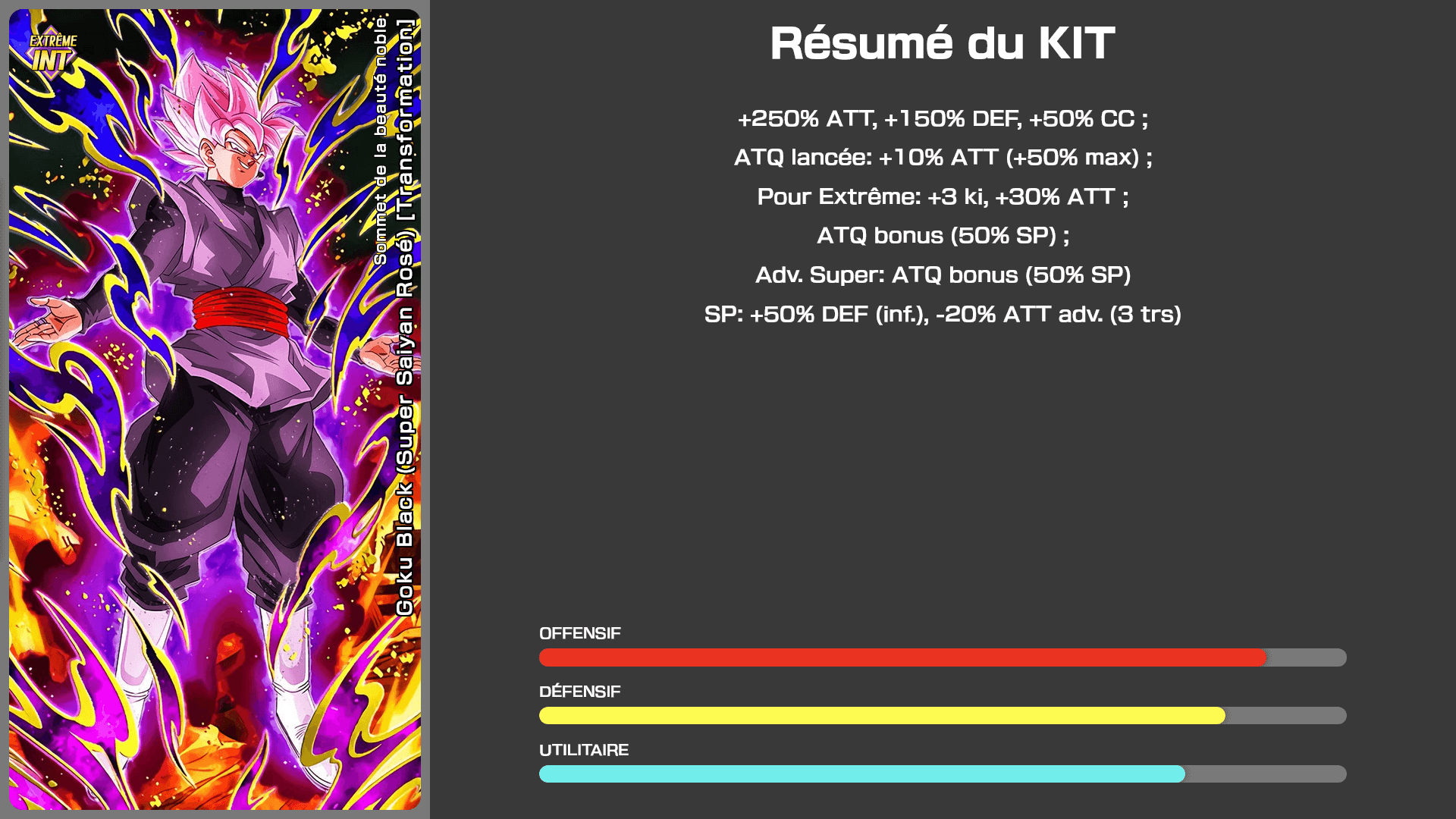 Fiche n°1Goku Black (Super Saiyan Rosé) [Transformation] : Sommet de la beauté noble