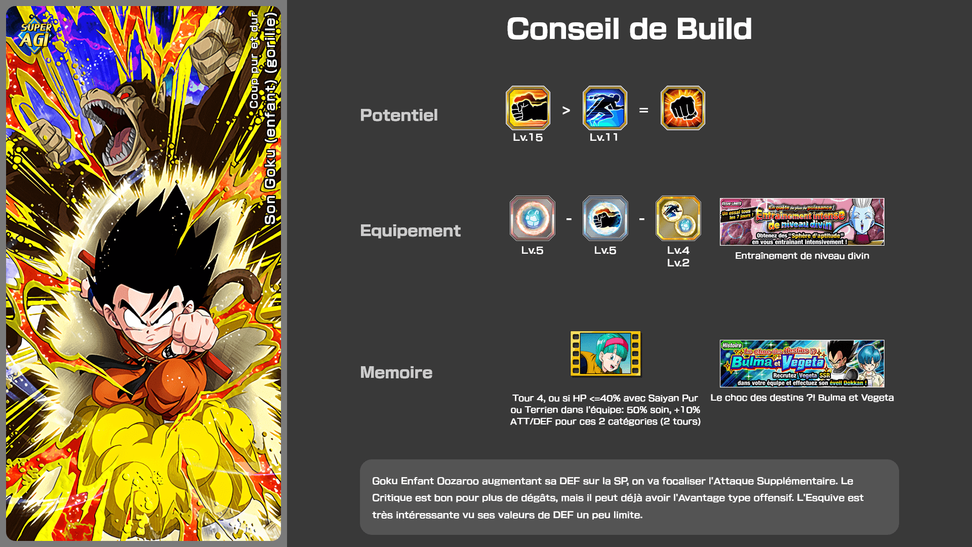 Fiche n°2Son Goku (enfant) (gorille) : Coup pur et dur