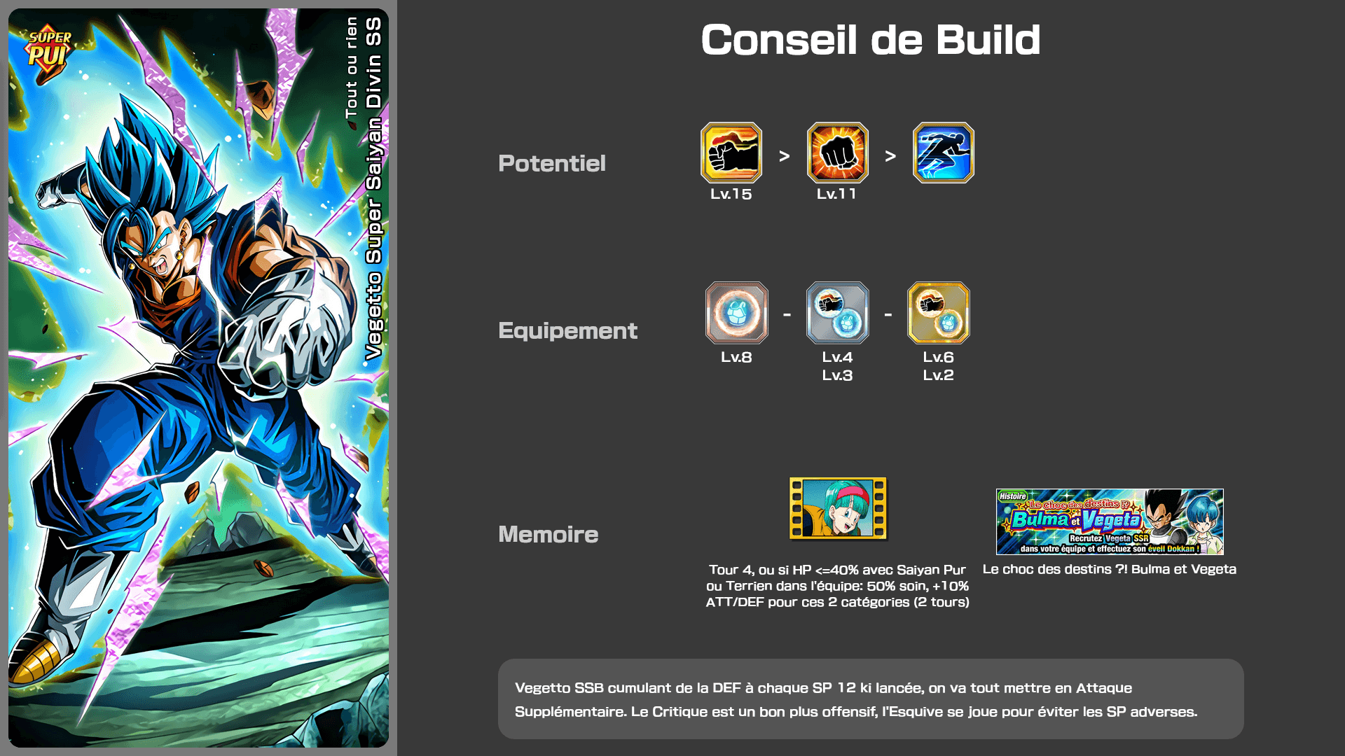 Fiche n°2Vegetto Super Saiyan Divin SS : Tout ou rien