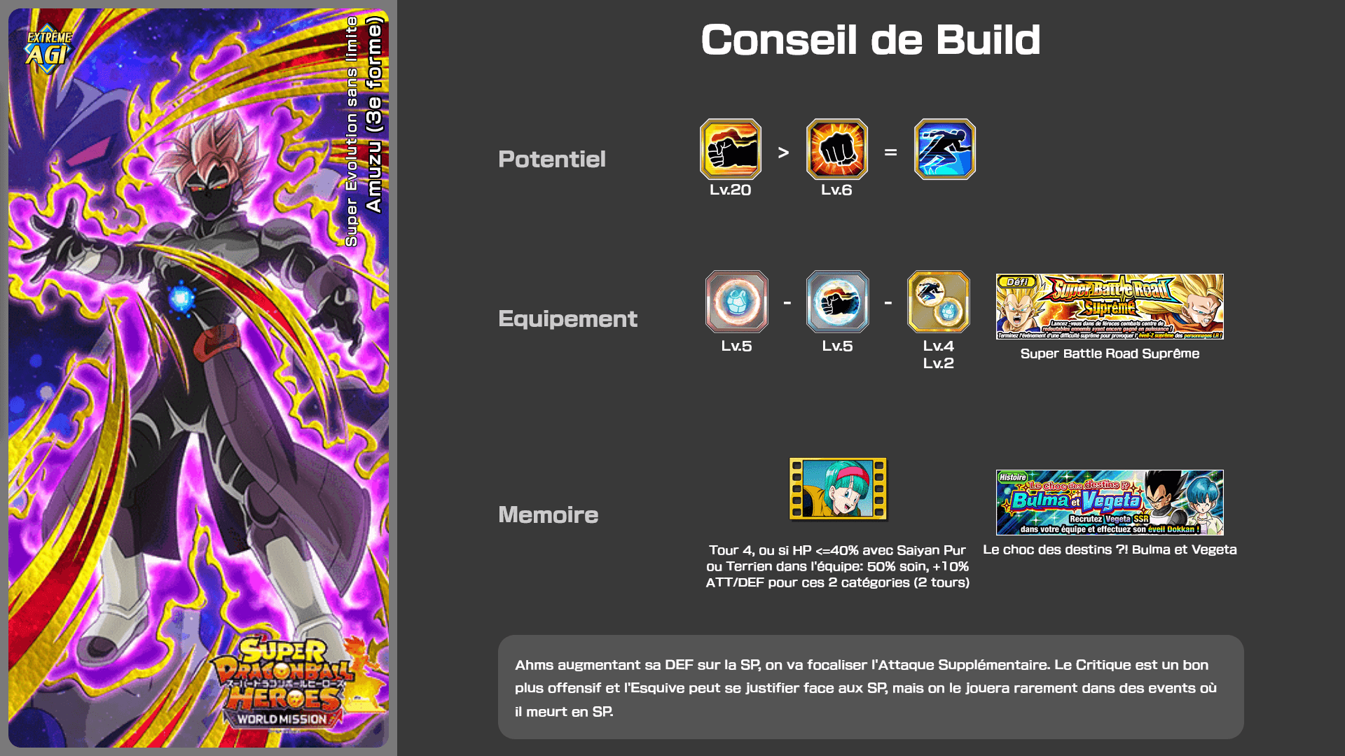 Fiche n°1Ahms (3e forme) : Super Evolution sans limite