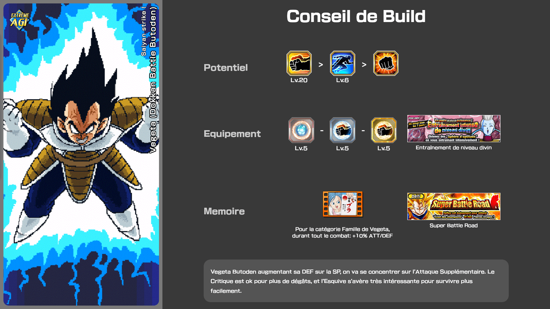 Fiche n°1Vegeta (Dokkan Battle Butoden) : Saiyan strike !
