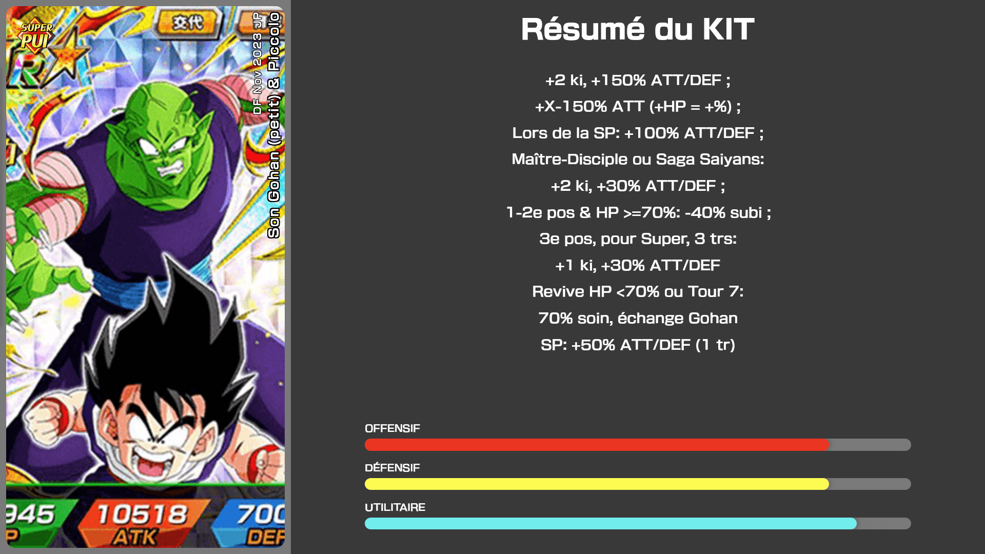 Fiche n°1Son Gohan (petit) & Piccolo : Défense acharnée