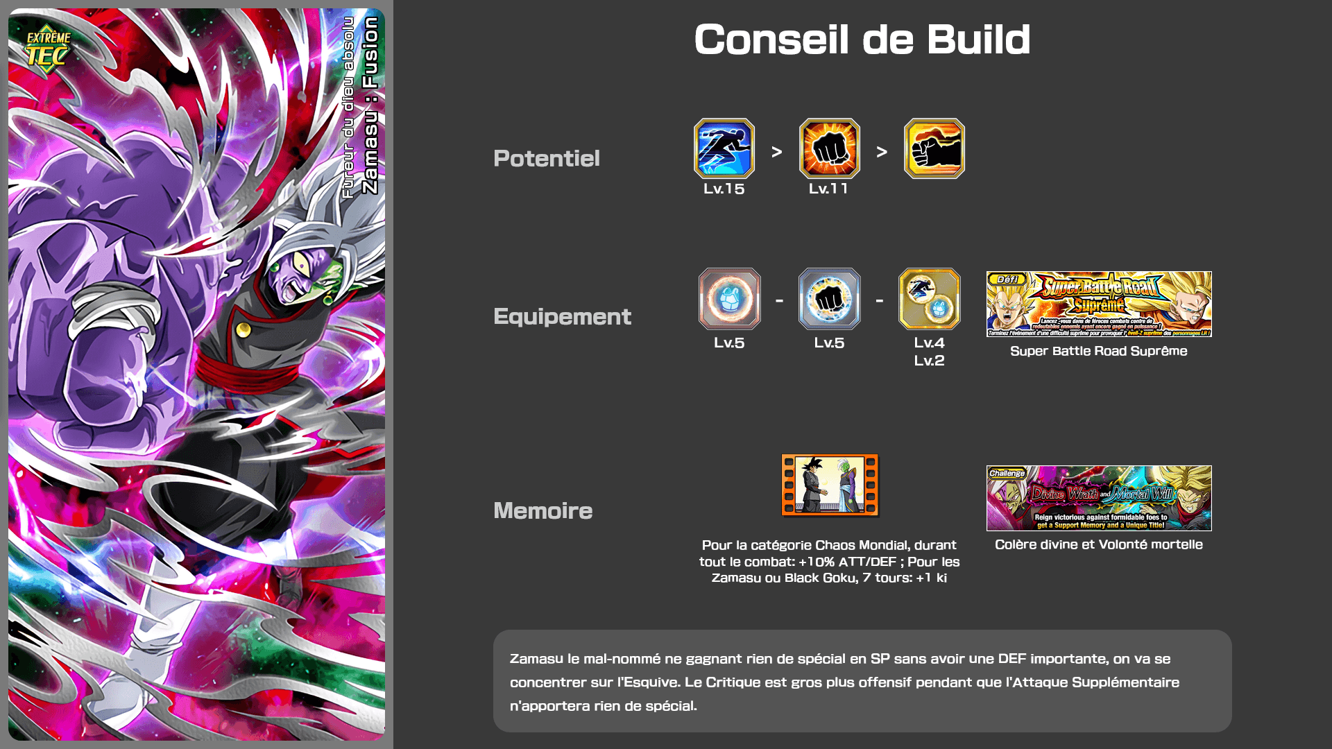 Fiche n°1Zamasu : Fusion : Fureur du dieu absolu