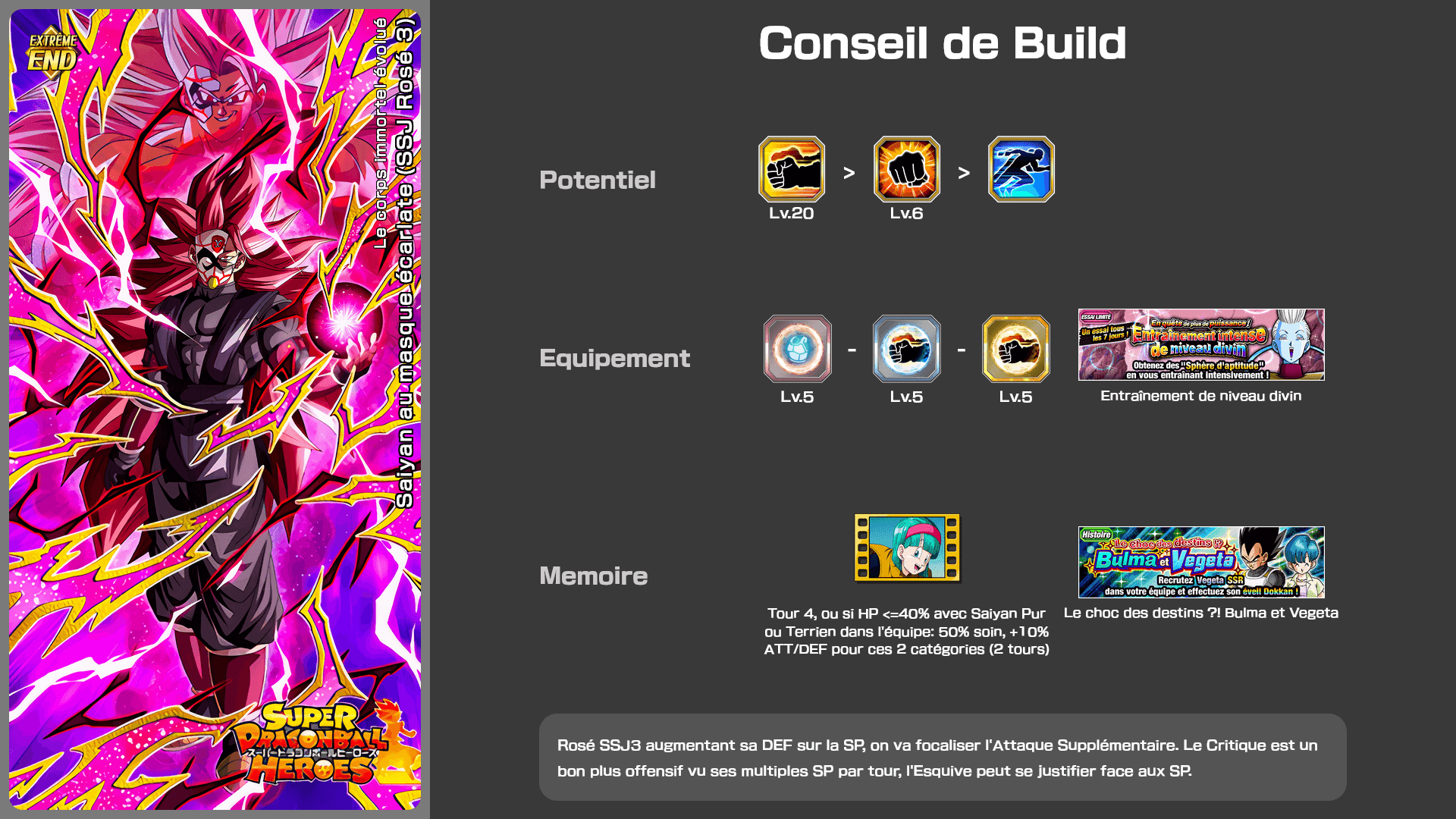 Fiche n°2Saiyan au masque écarlate (SSJ Rosé 3) : Le corps immortel évolué