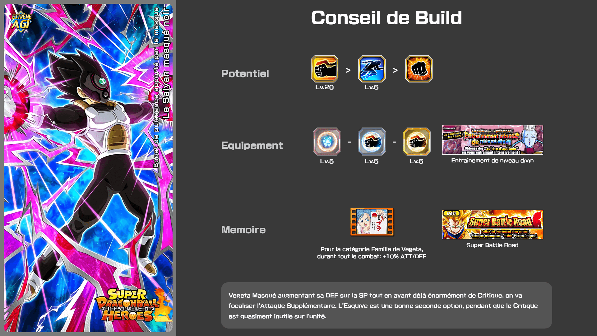 Fiche n°2Le Saiyan masqué noir : Boost de puissance apporté par le masque