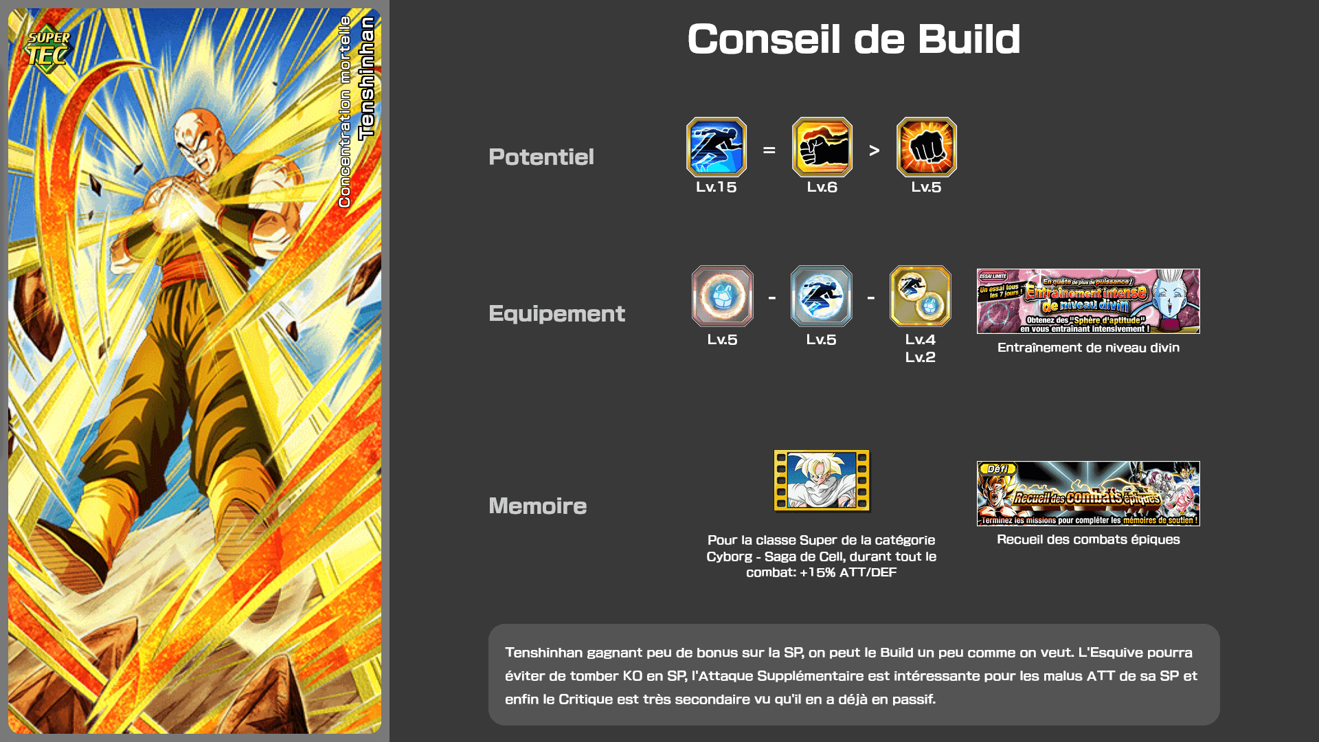 Fiche n°2Tenshinhan : Concentration mortelle