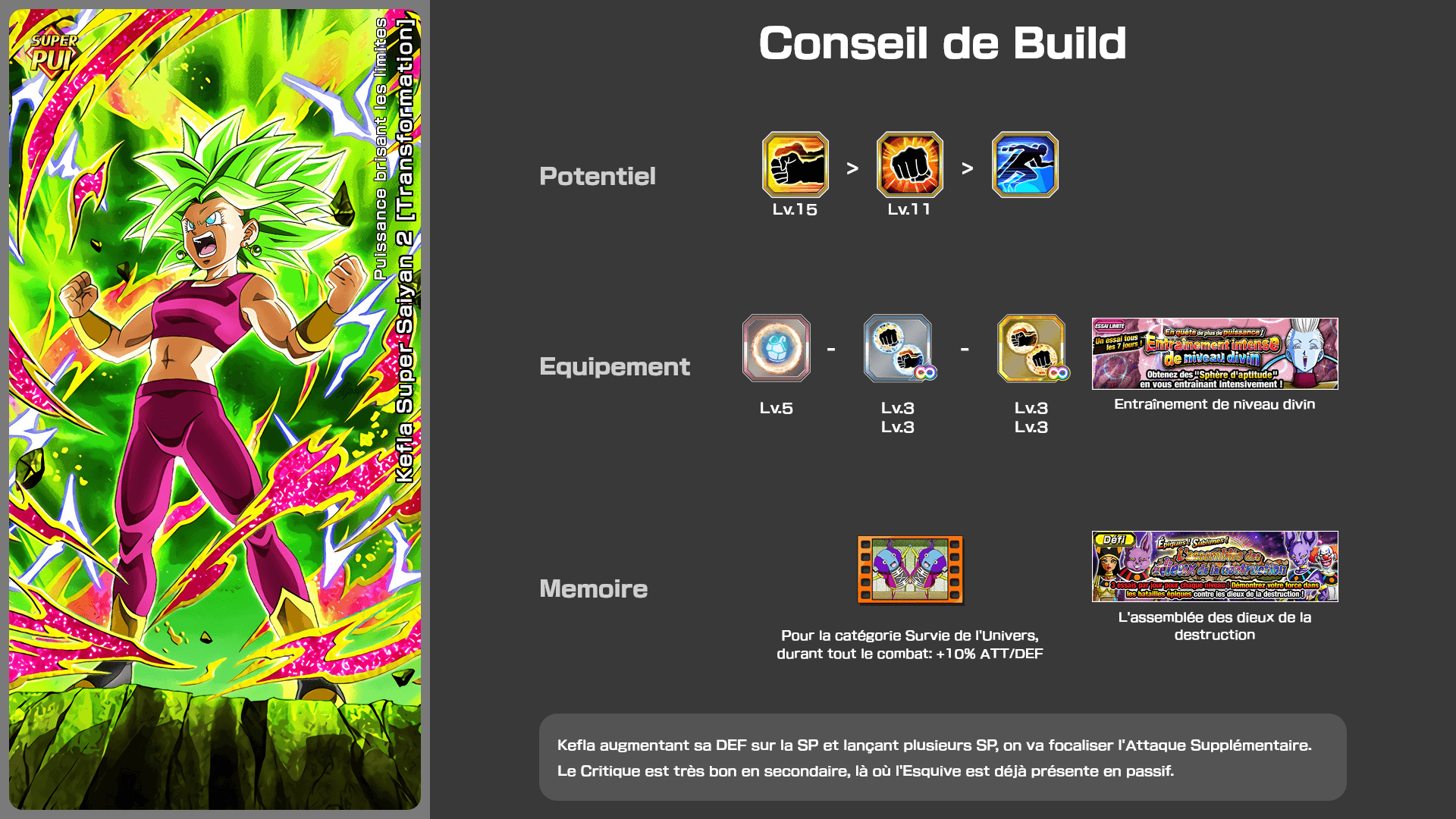 Fiche n°2Kefla Super Saiyan 2 [Transformation] : Puissance brisant les limites