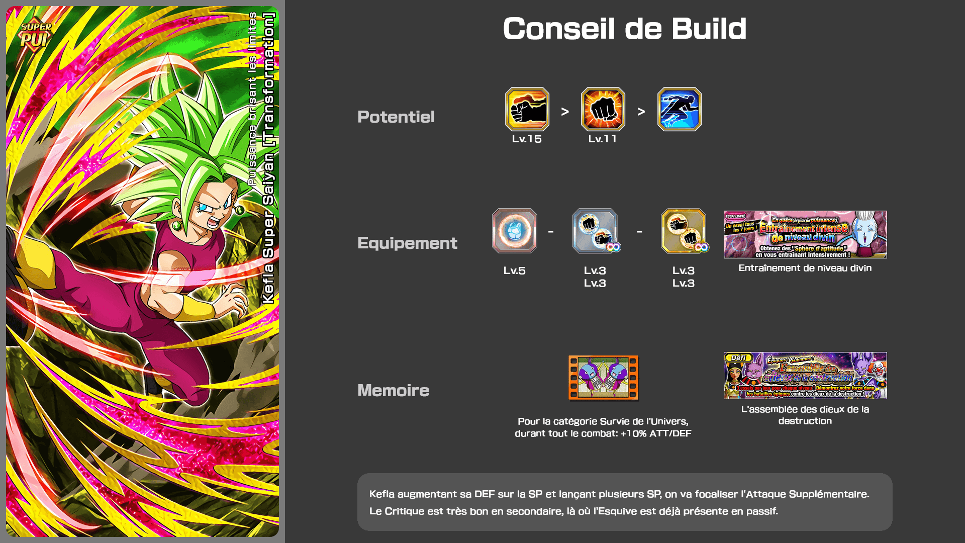 Fiche n°2Kefla Super Saiyan [Transformation] : Puissance brisant les limites