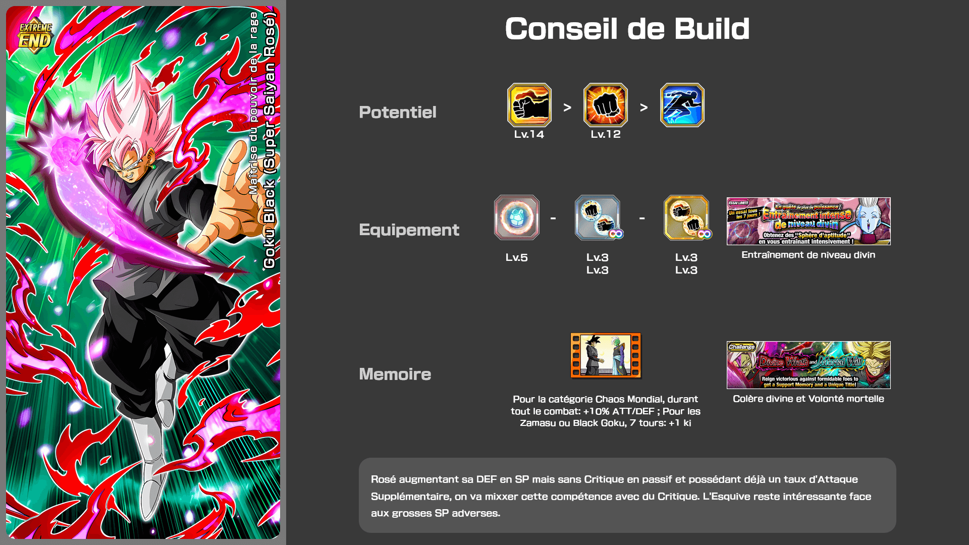 Fiche n°2Goku Black (Super Saiyan Rosé) : Maîtrise de la puissance nommée colère
