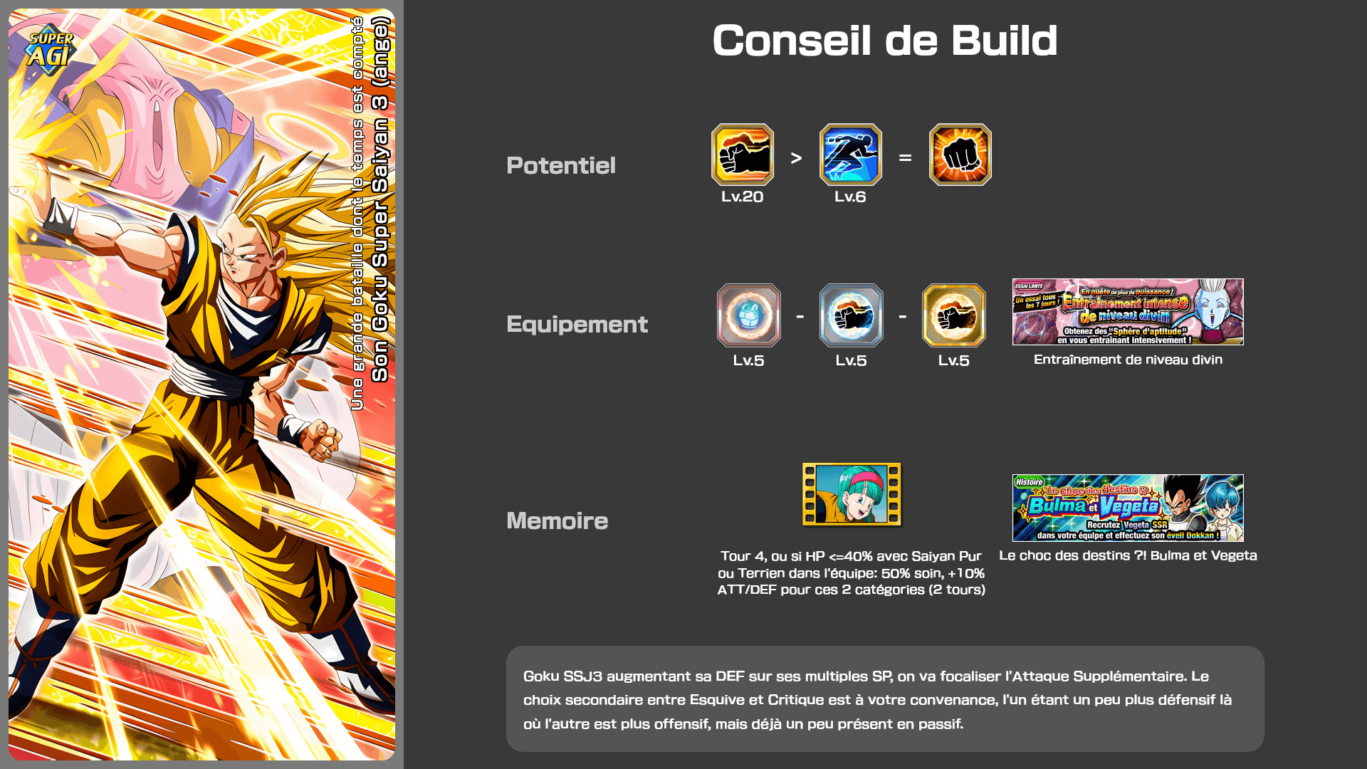 Fiche n°2Son Goku Super Saiyan 3 (ange) : Une grande bataille dont le temps est compté