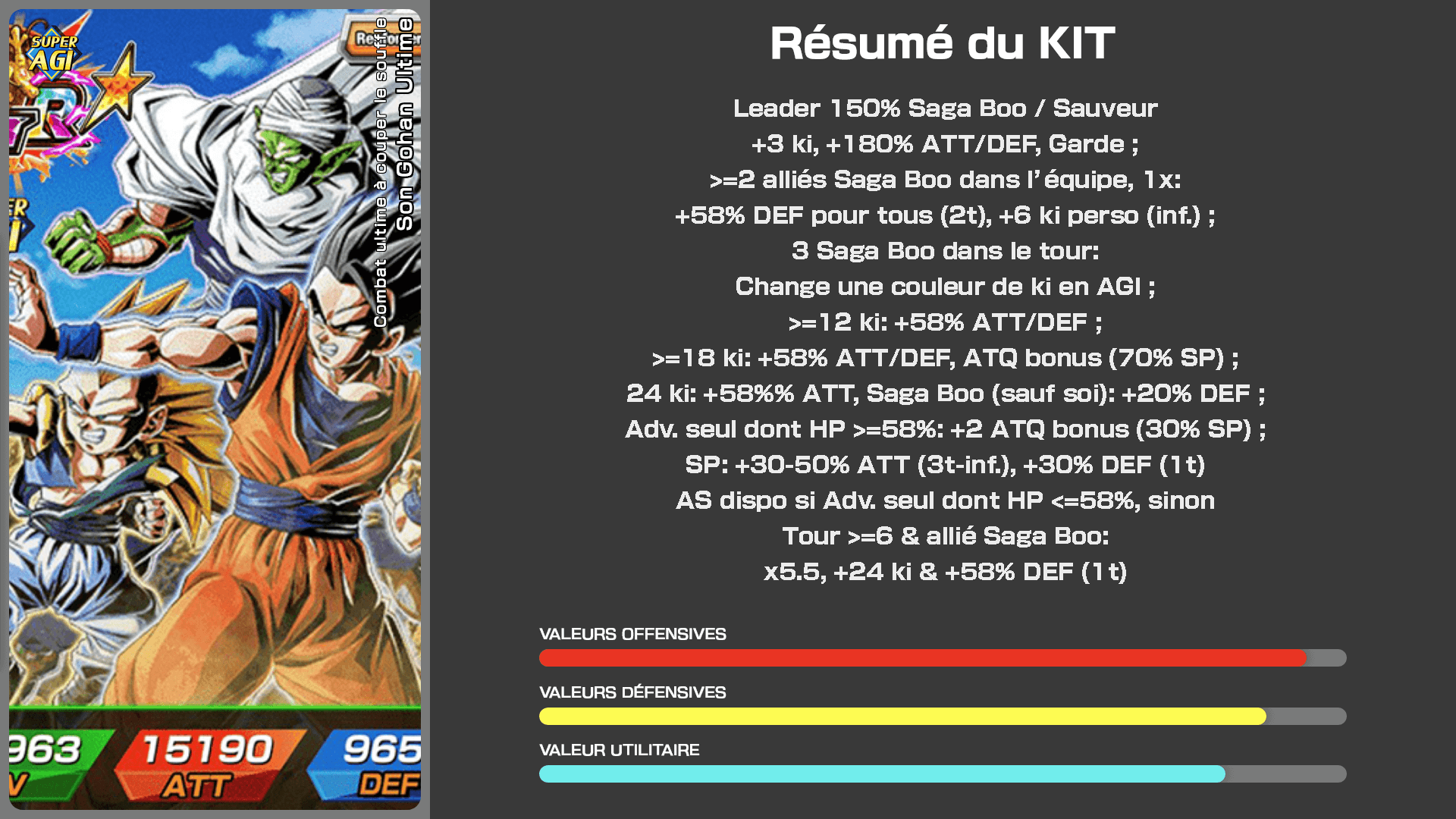 Fiche n°1Son Gohan Ultime : Combat ultime à couper le souffle