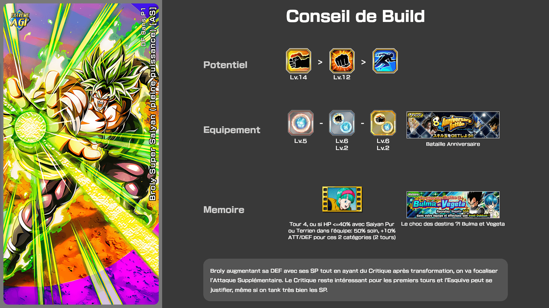 Fiche n°2Broly Super Saiyan (pleine puissance) [AS] : Explosion de combativité