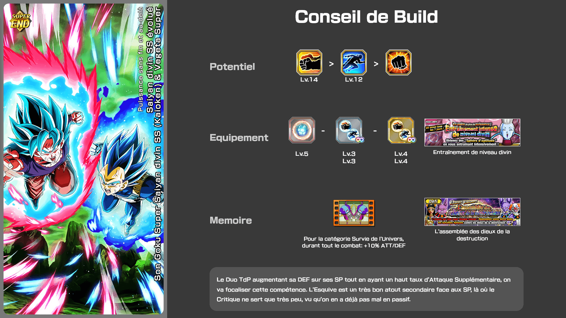 Fiche n°2Son Goku Super Saiyan divin SS (Kaioken) et Vegeta Super Saiyan Divin SS évolué : Puissance sans fin et au-delà