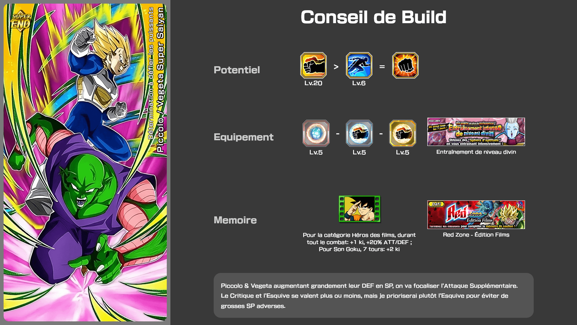 Fiche n°2Piccolo / Vegeta Super Saiyan : Détermination à défier les puissants
