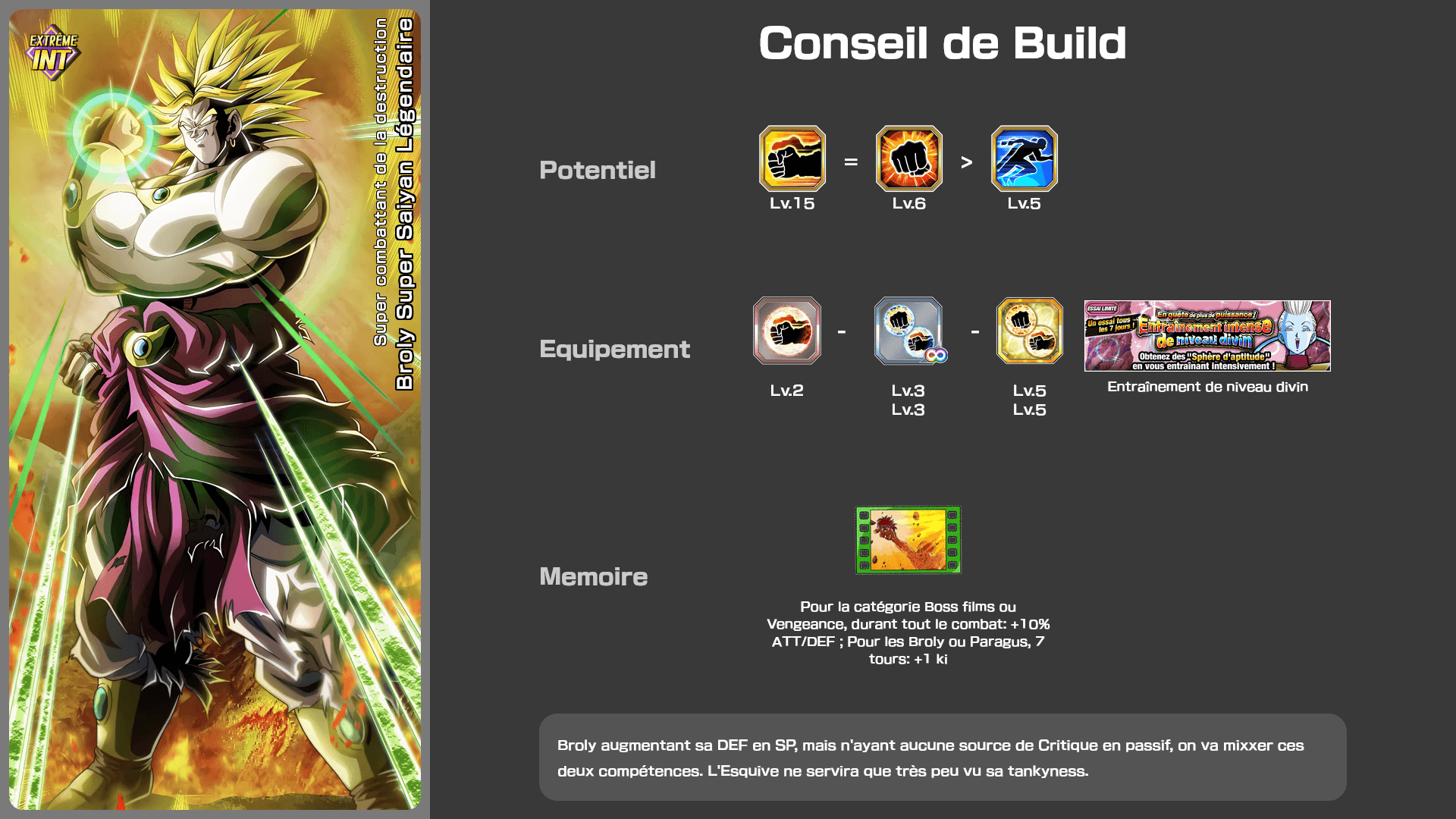 Fiche n°2Broly Super Saiyan Légendaire : Super combattant de la destruction