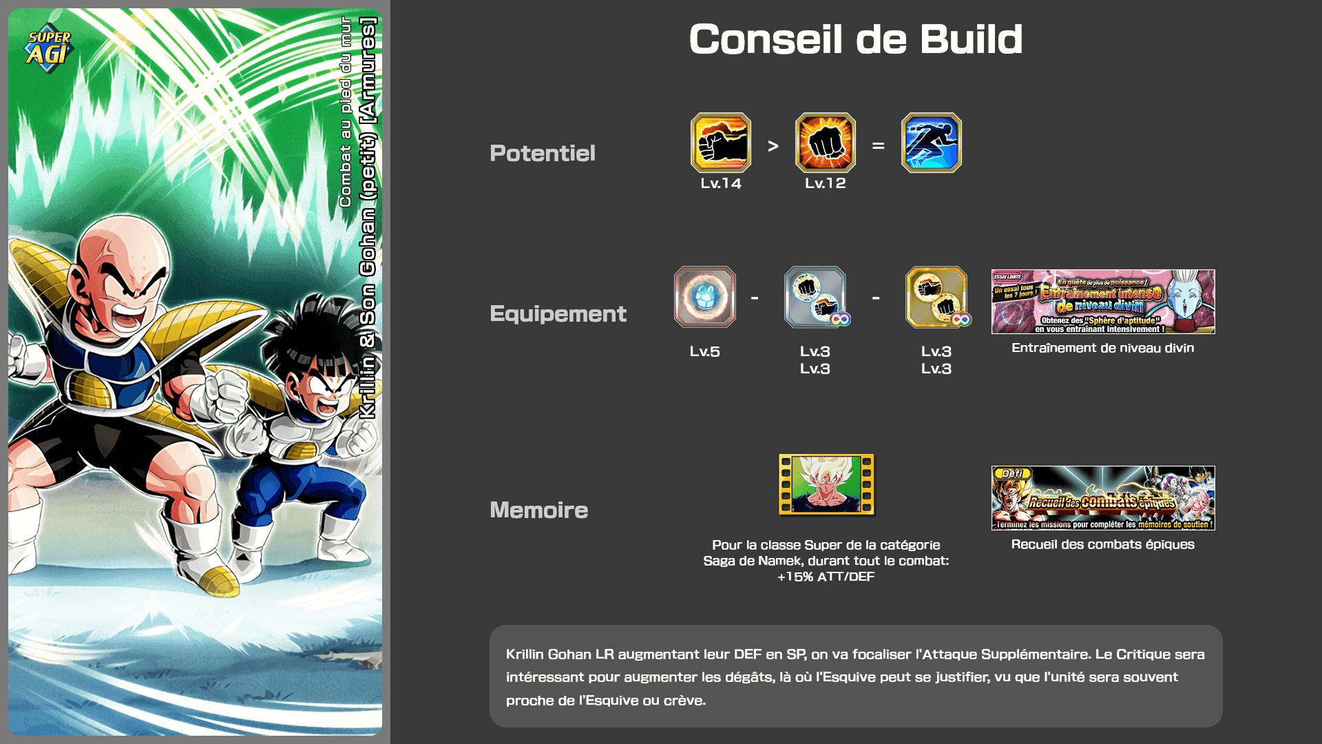 Fiche n°2Krillin & Son Gohan (petit) [Armures] : Dilemne sur le champ de bataille