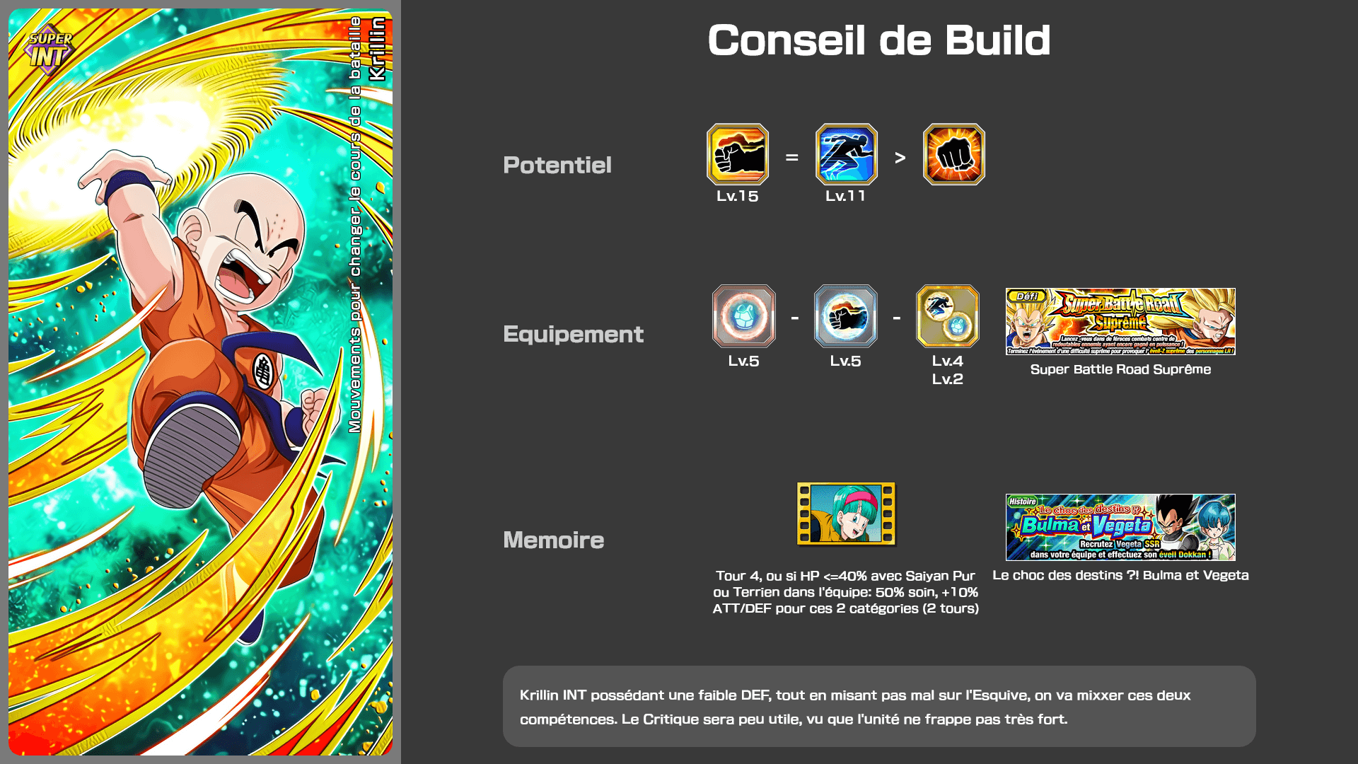 Fiche n°2Krillin : Mouvements pour changer le cours de la bataille