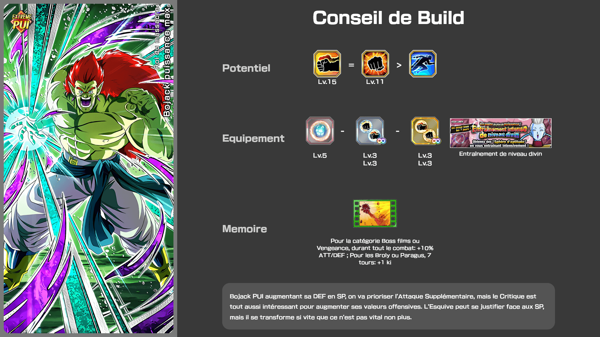 Fiche n°2Bojack puissance max [Transformation] : Roi du massacre