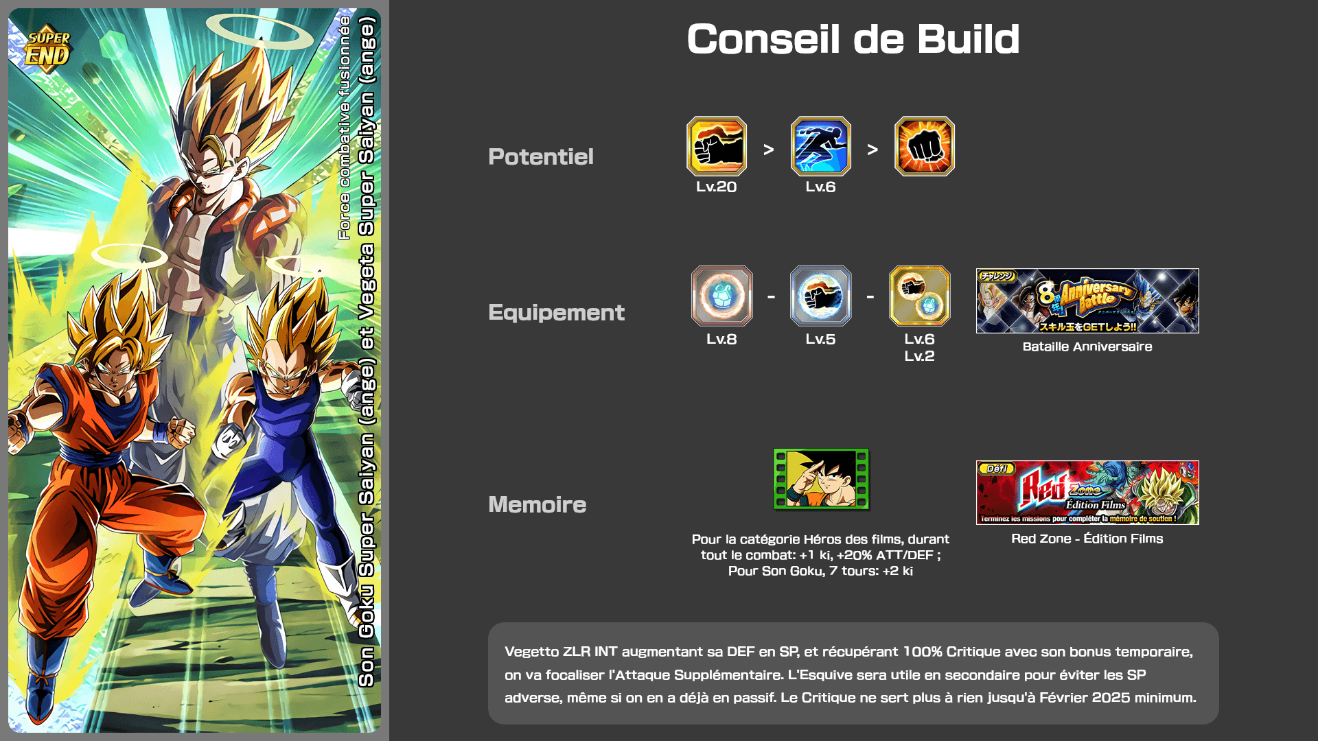 Fiche n°2Son Goku Super Saiyan (ange) et Vegeta Super Saiyan (ange) : Force combative fusionnée