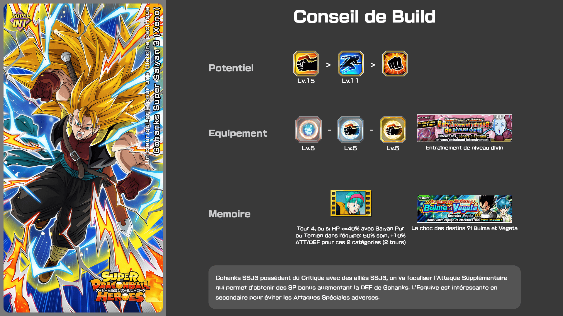 Fiche n°2Gohanks Super Saiyan 3 (Xeno) : Un coeur qui prie pour une Histoire pacifique