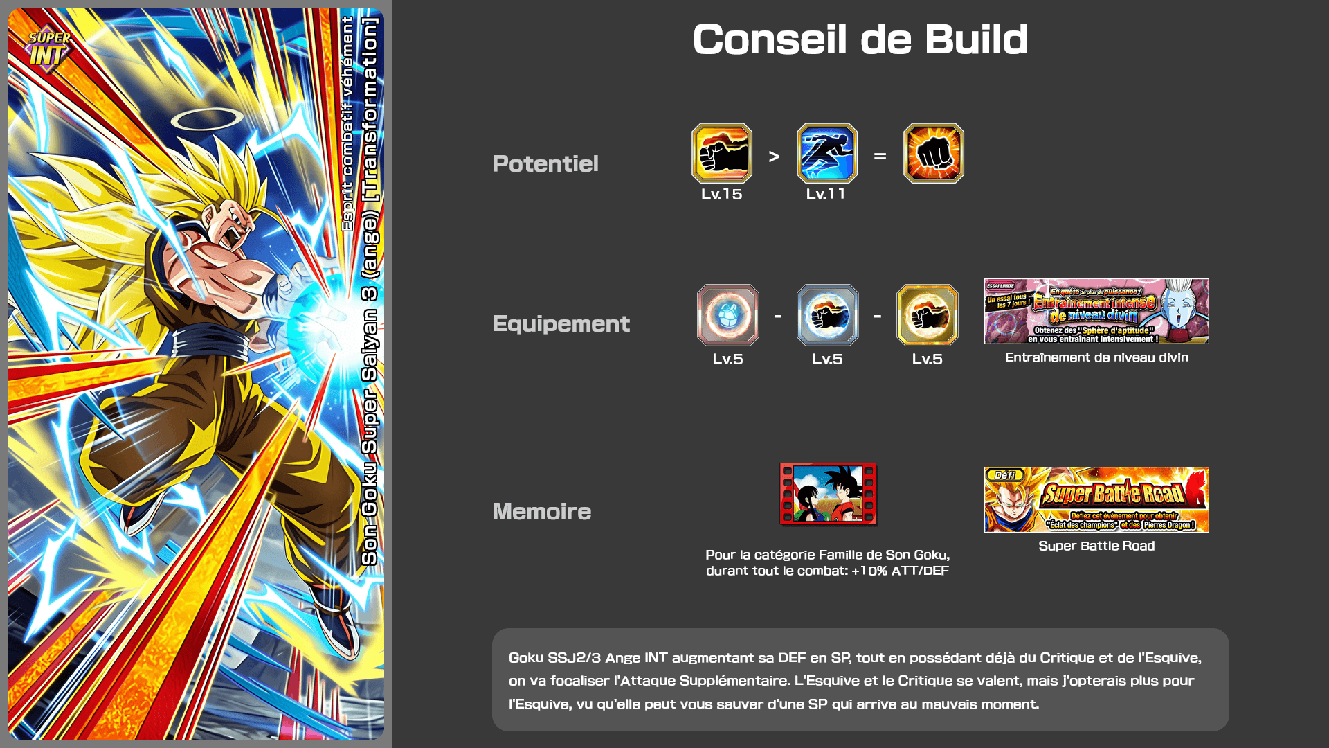 Fiche n°2Goku Super Saiyan 3 (ange) [Transformation] : Esprit combattif encouragé par la passion