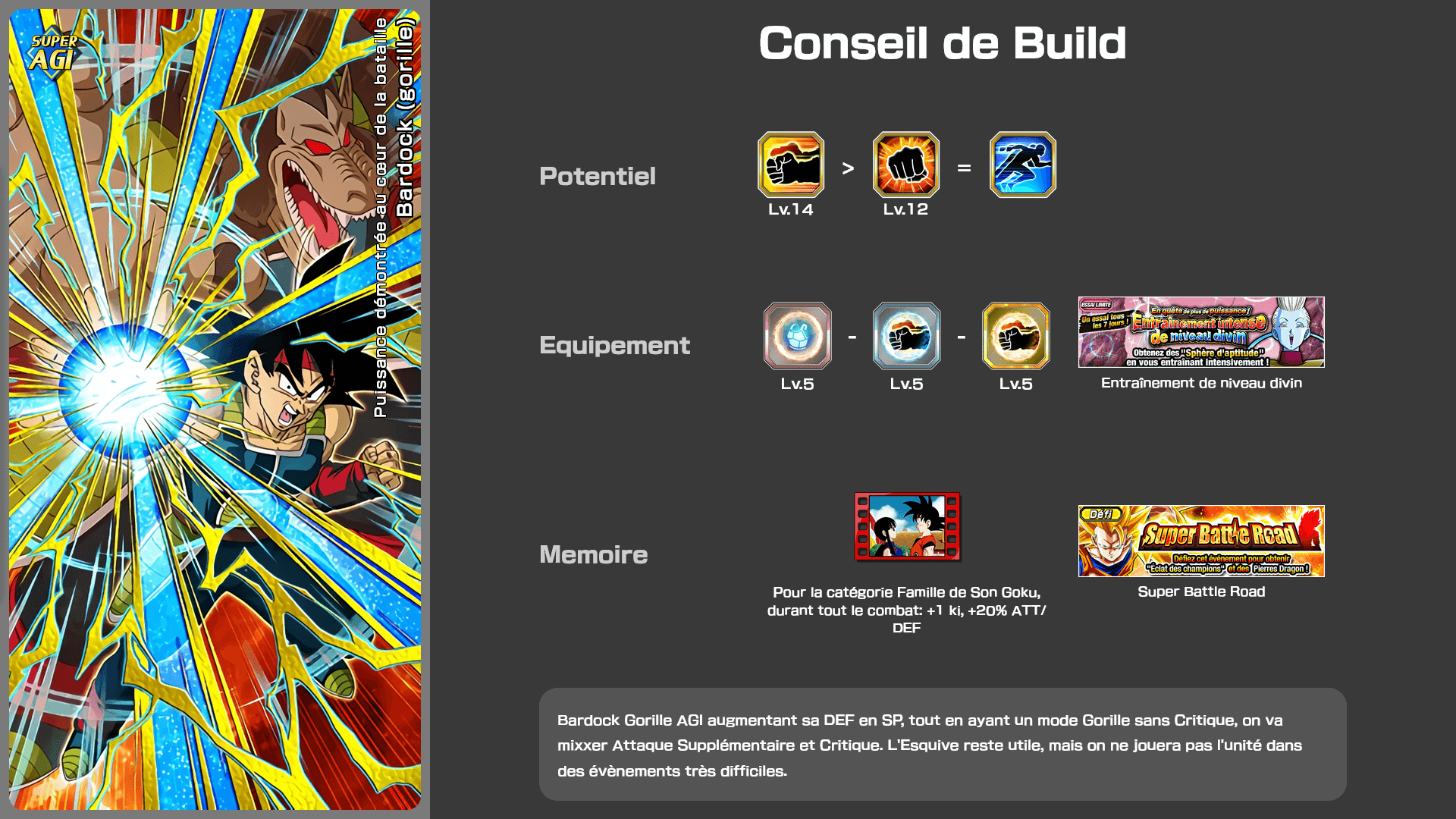Fiche n°1Bardock (gorille) : Pouvoir révélés durant un combat acharné