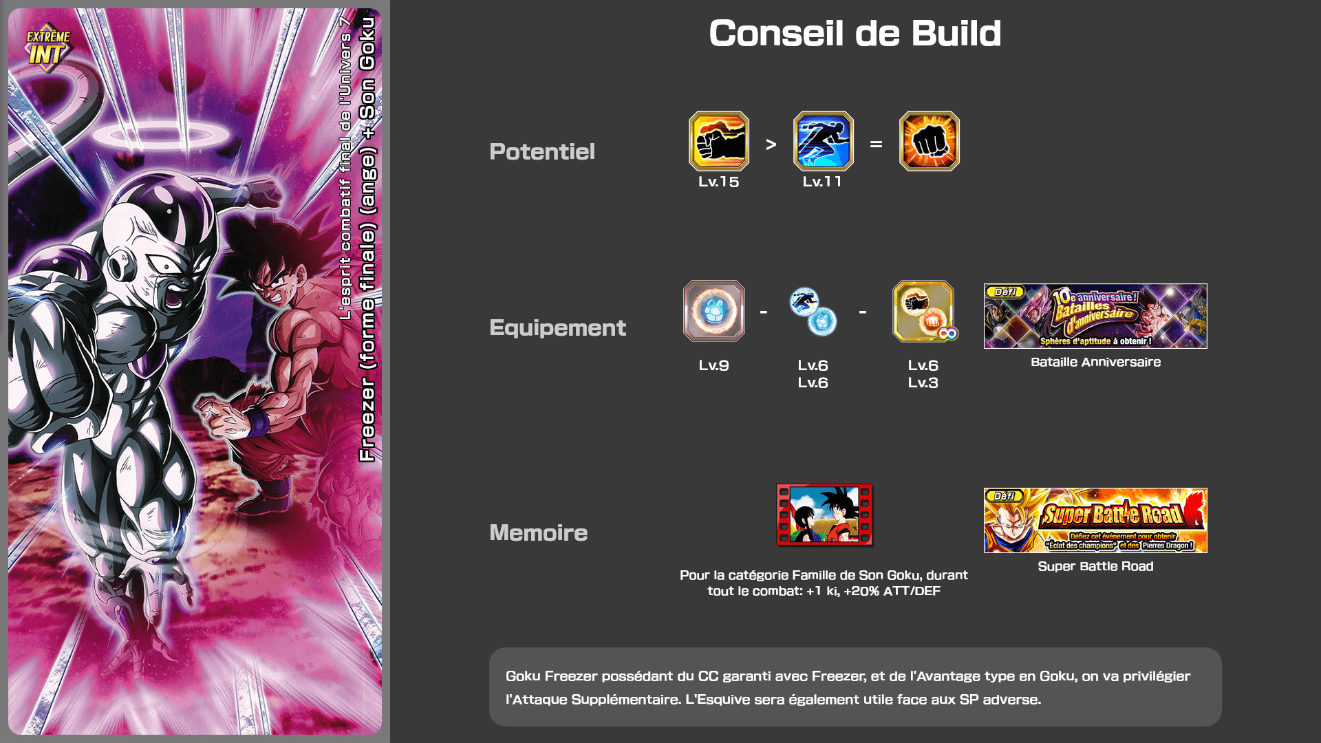 Fiche n°2Freezer (forme finale) (ange) + Son Goku : L'esprit combatif final de l'Univers 7