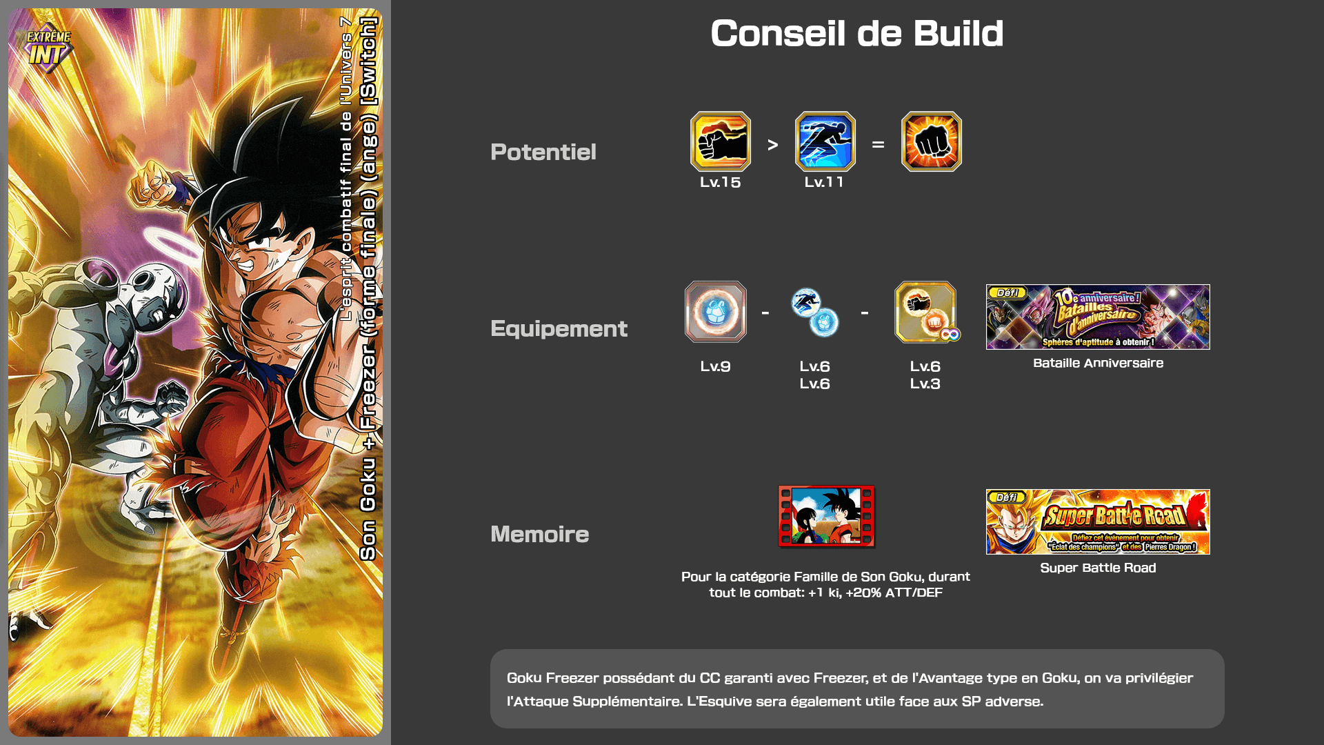 Fiche n°2Son Goku + Freezer (forme finale) (ange) [Switch] : L'esprit combatif final de l'Univers 7