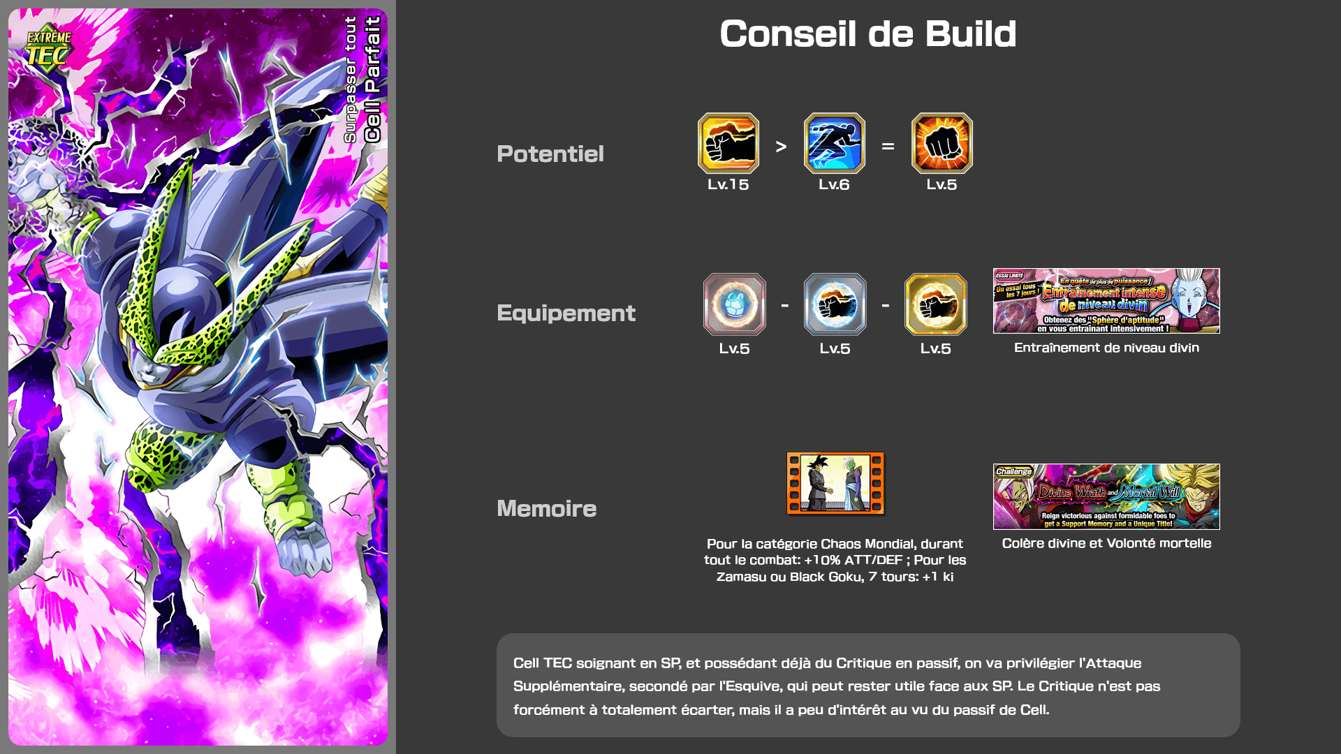 Fiche n°2Cell Parfait : Surpasser tout