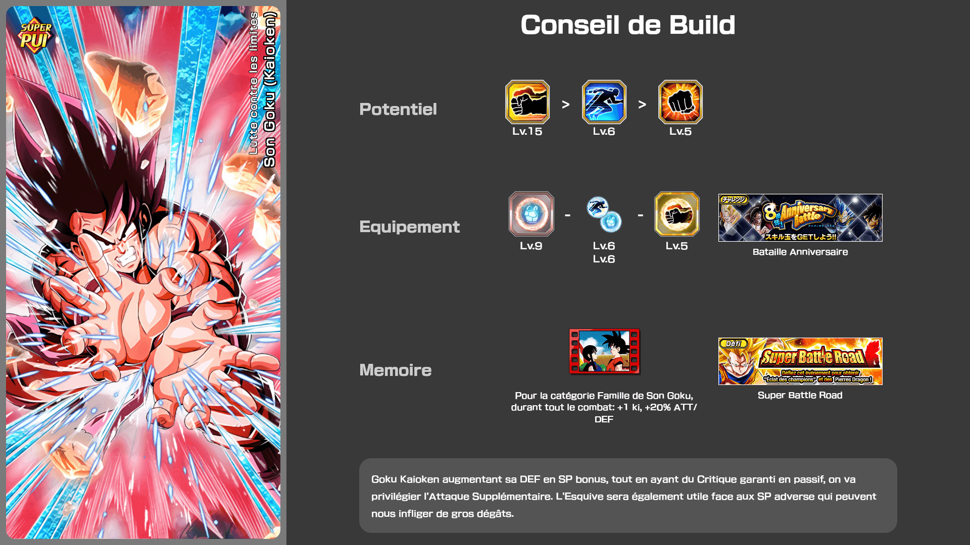 Fiche n°2Son Goku (Kaioken) : Bataille jusqu'aux limites