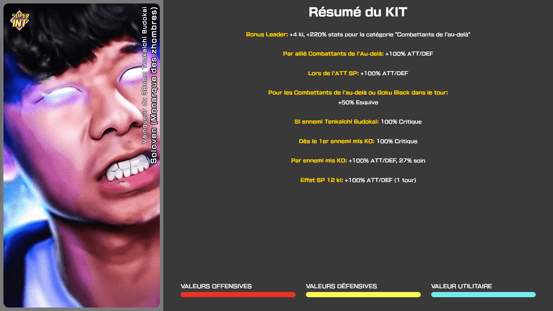 Fiche n°1Soloven (Monarque des zhombres) : Vainqueur du 38eme Tenkaichi Budokai
