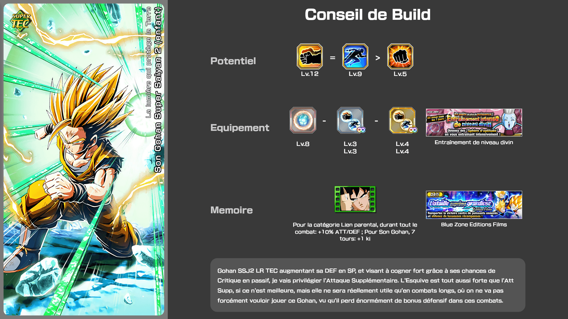 Fiche n°2Son Gohan Super Saiyan 2 (enfant) : Flash protégeant la Terre
