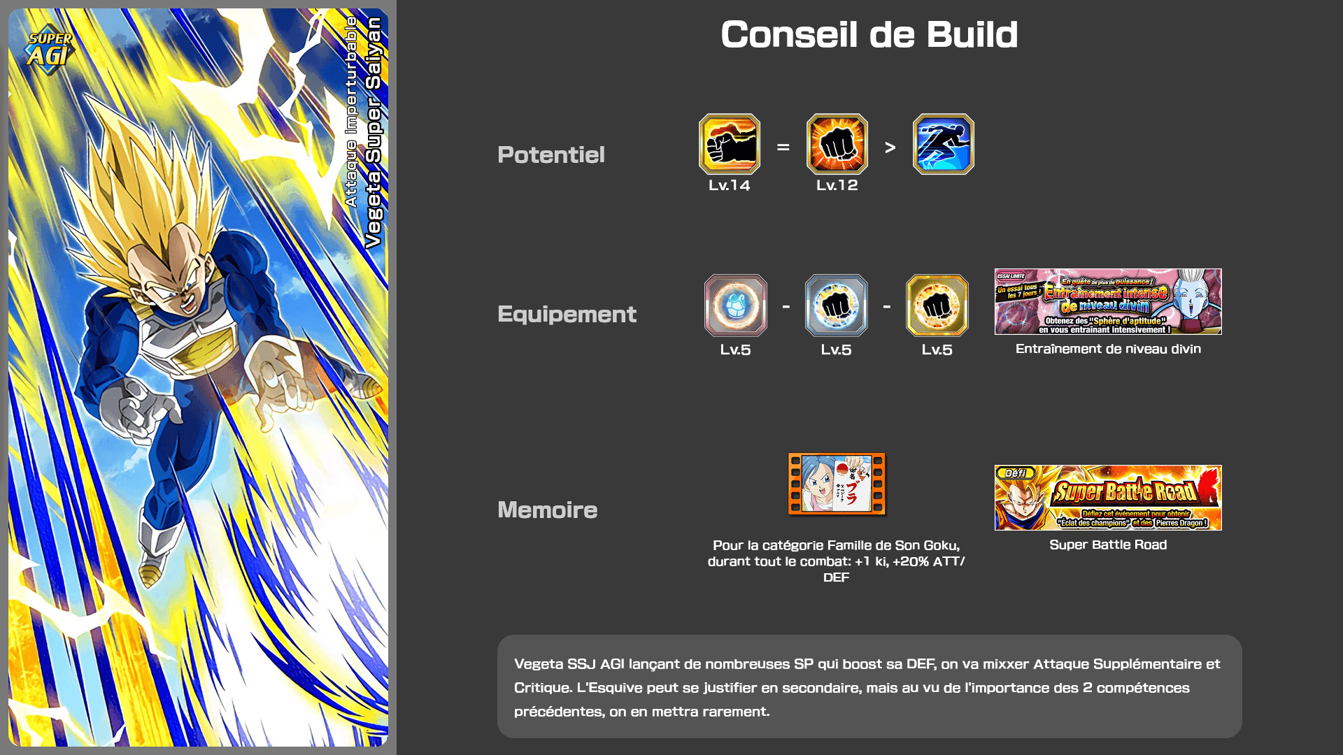 Fiche n°1Vegeta Super Saiyan : Attaque imperturbable