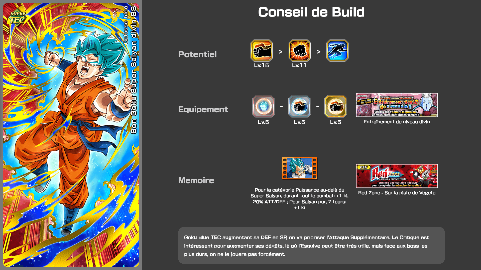 Fiche n°1Son Goku Super Saiyan divin SS : Colosse bleu