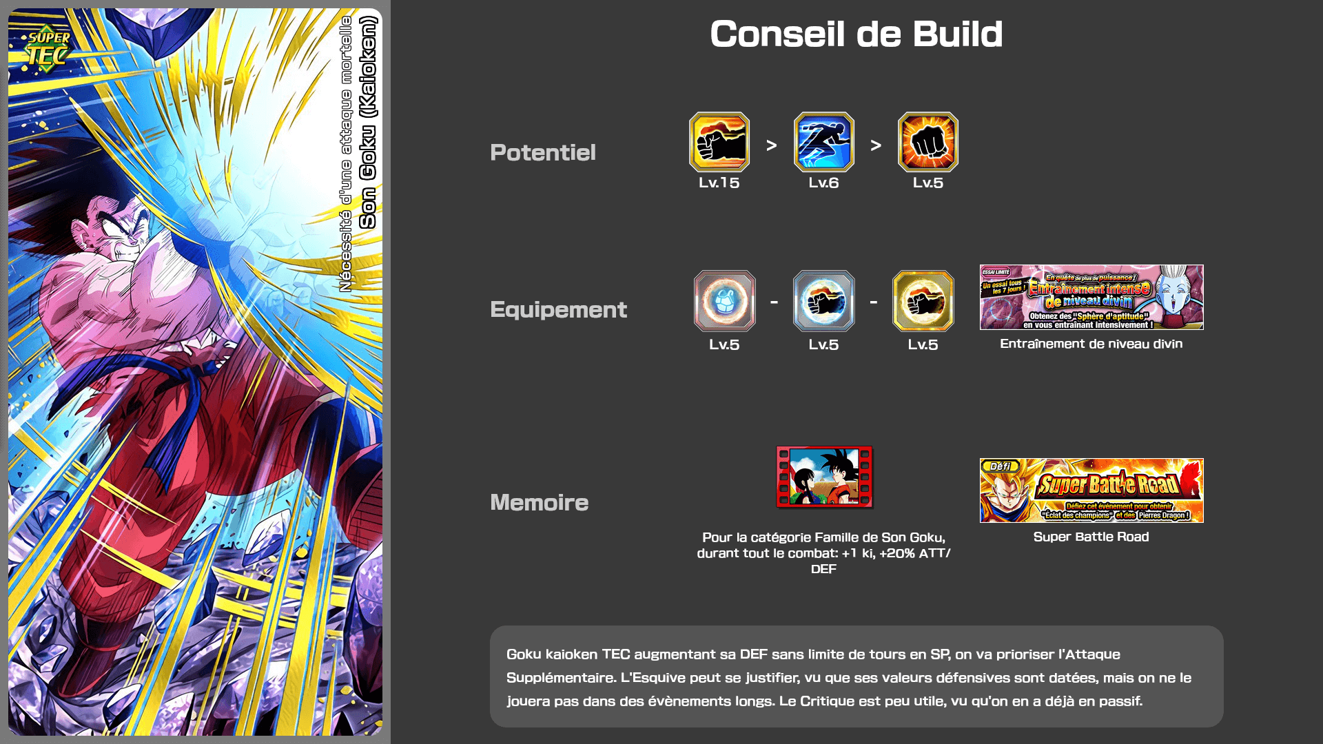 Fiche n°1Son Goku (Kaioken) : Nécessité d'une attaque mortelle