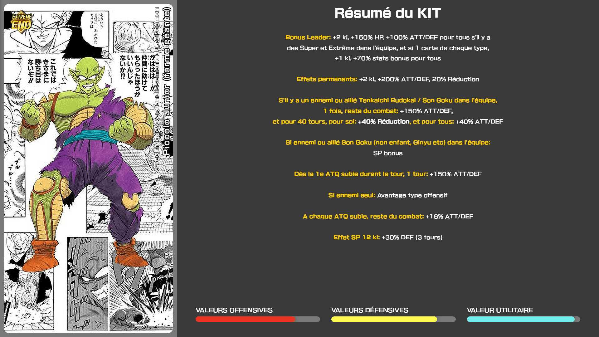 Fiche n°1Piccolo Junior (forme géante) : Technique d'agrandissement du roi démon