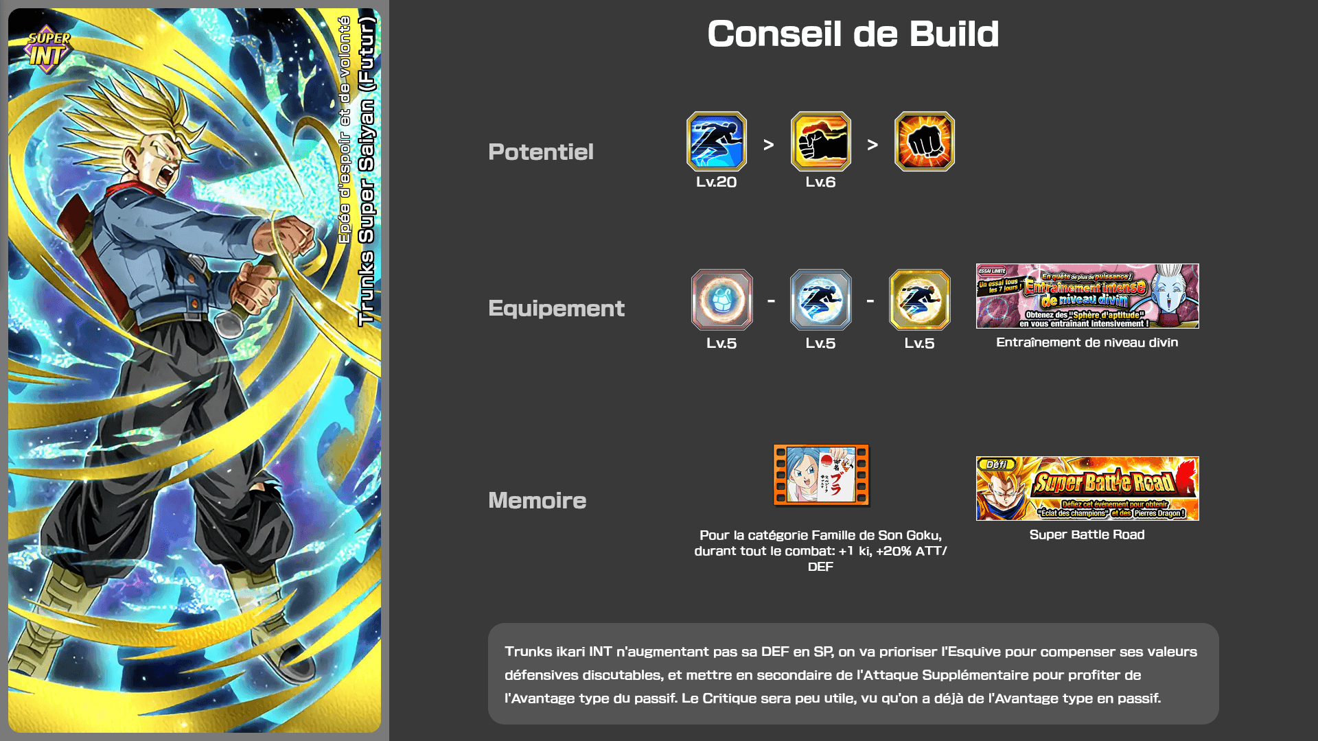 Fiche n°1Trunks Super Saiyan (Futur) : Epée d'espoir et de volonté