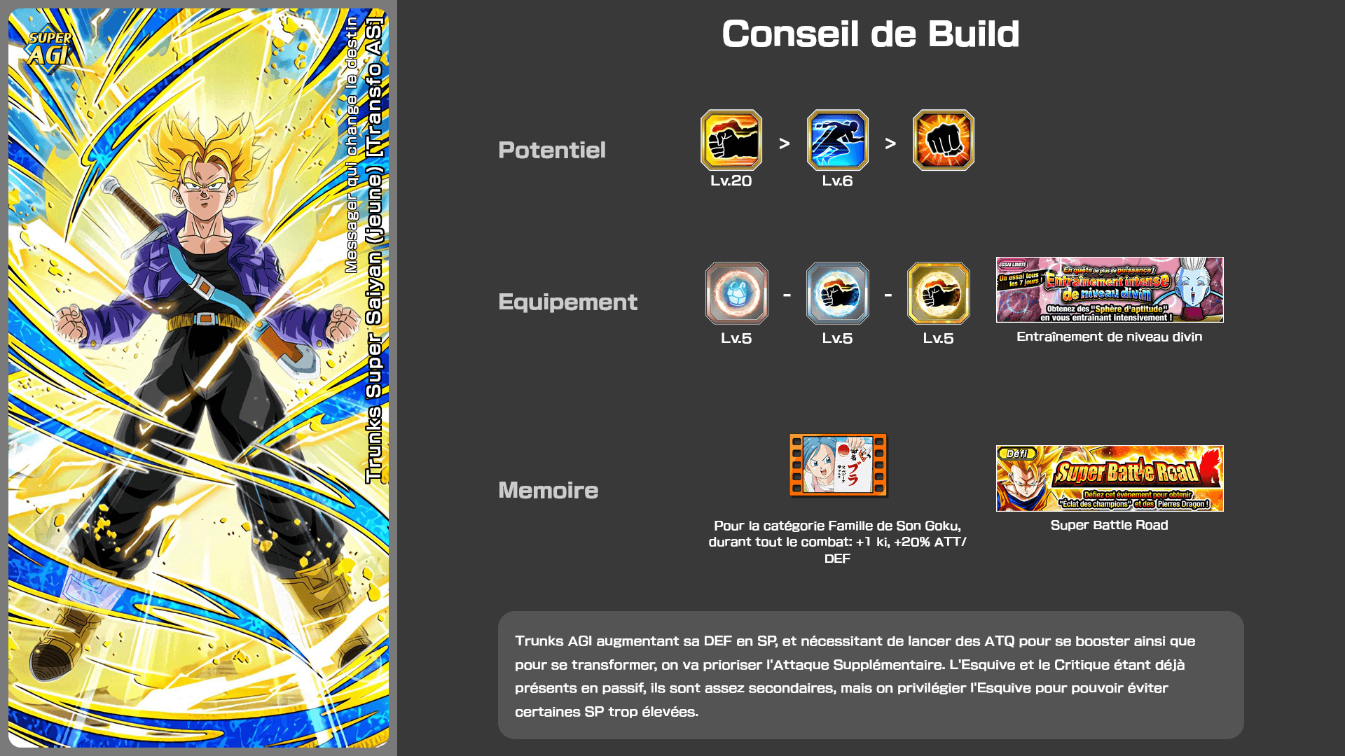 Fiche n°2Trunks Super Saiyan (jeune) [Transfo AS] : Message qui change le destin