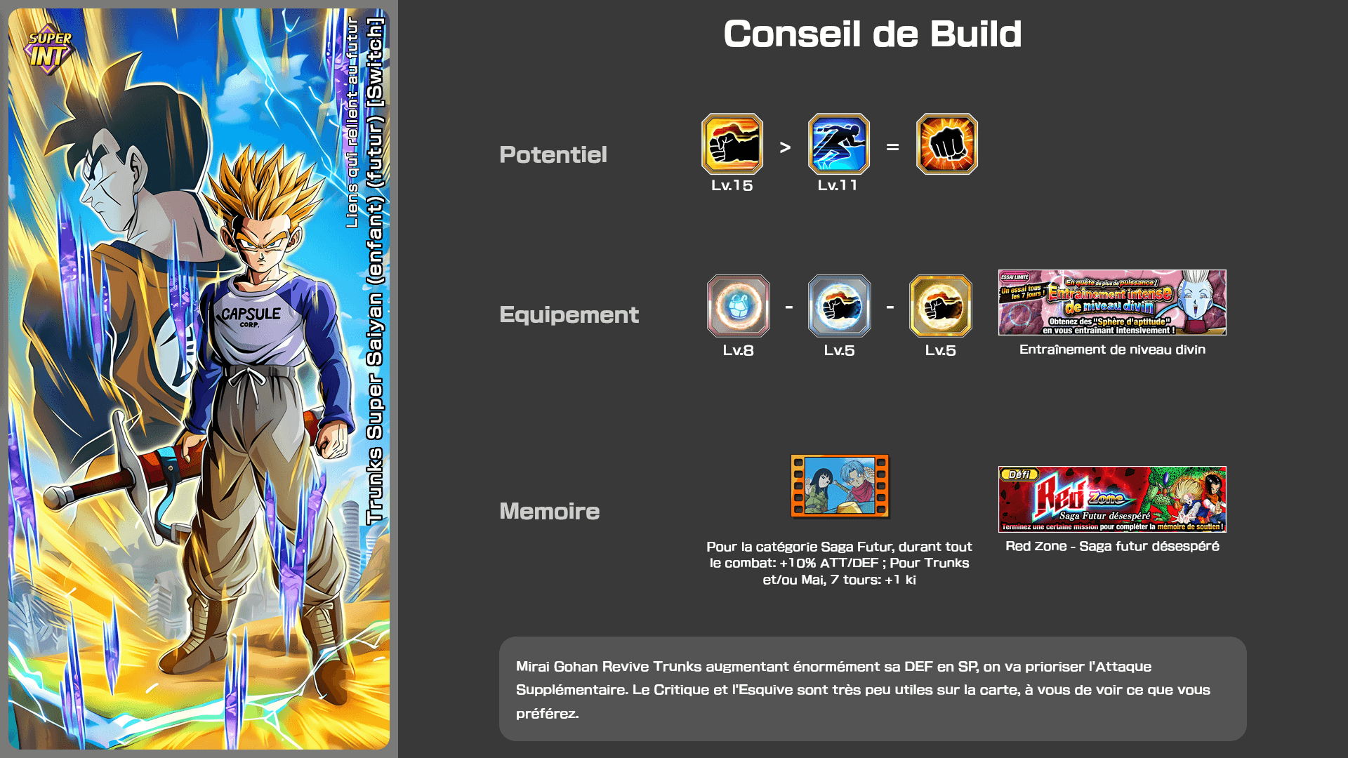 Fiche n°2Trunks Super Saiyan (enfant) (futur) [Revive] : Liens qui relient au futur