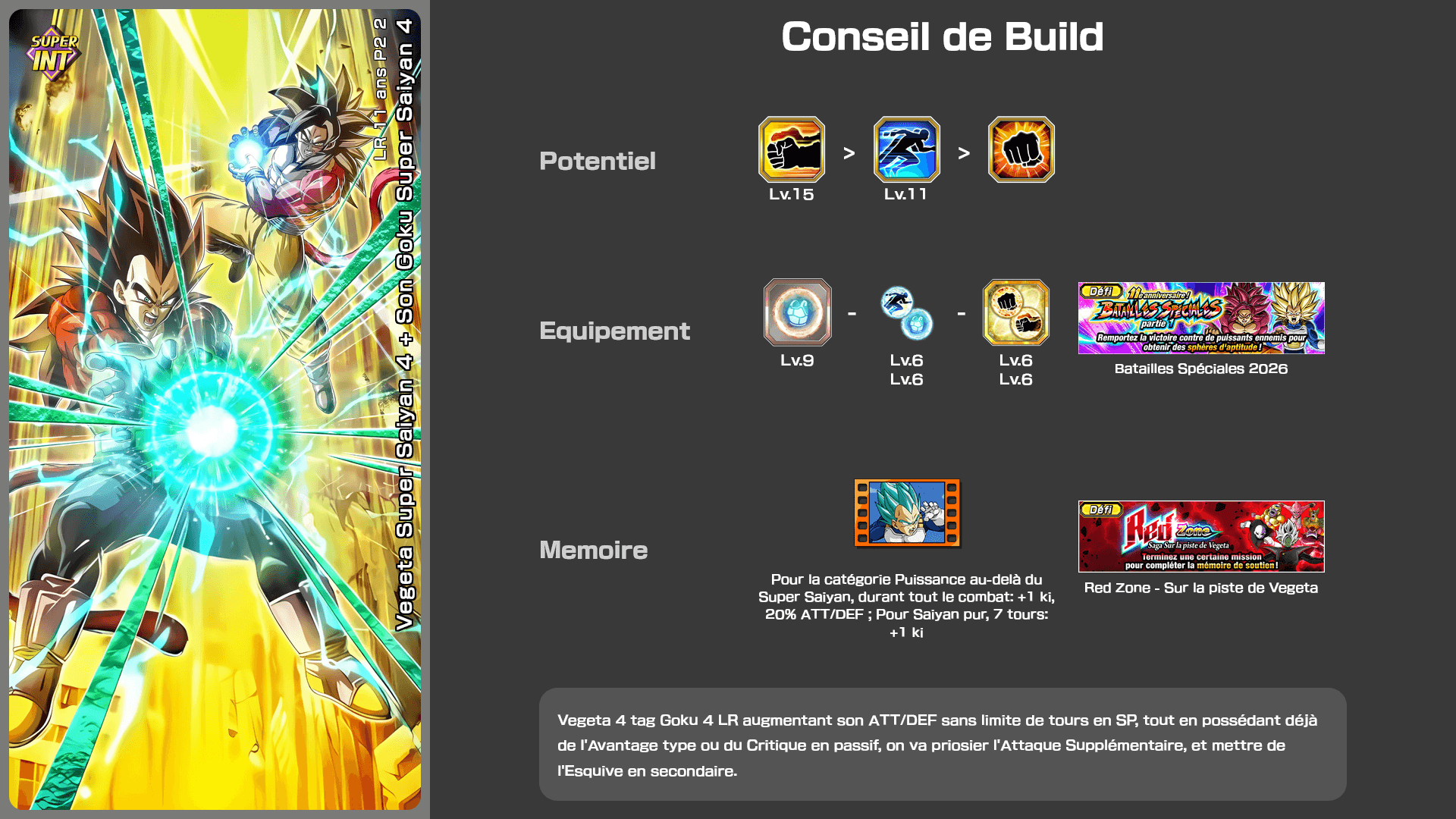 Fiche n°2Vegeta Super Saiyan 4 + Son Goku Super Saiyan 4 : Ultime lutte contre les dragons maléfiques
